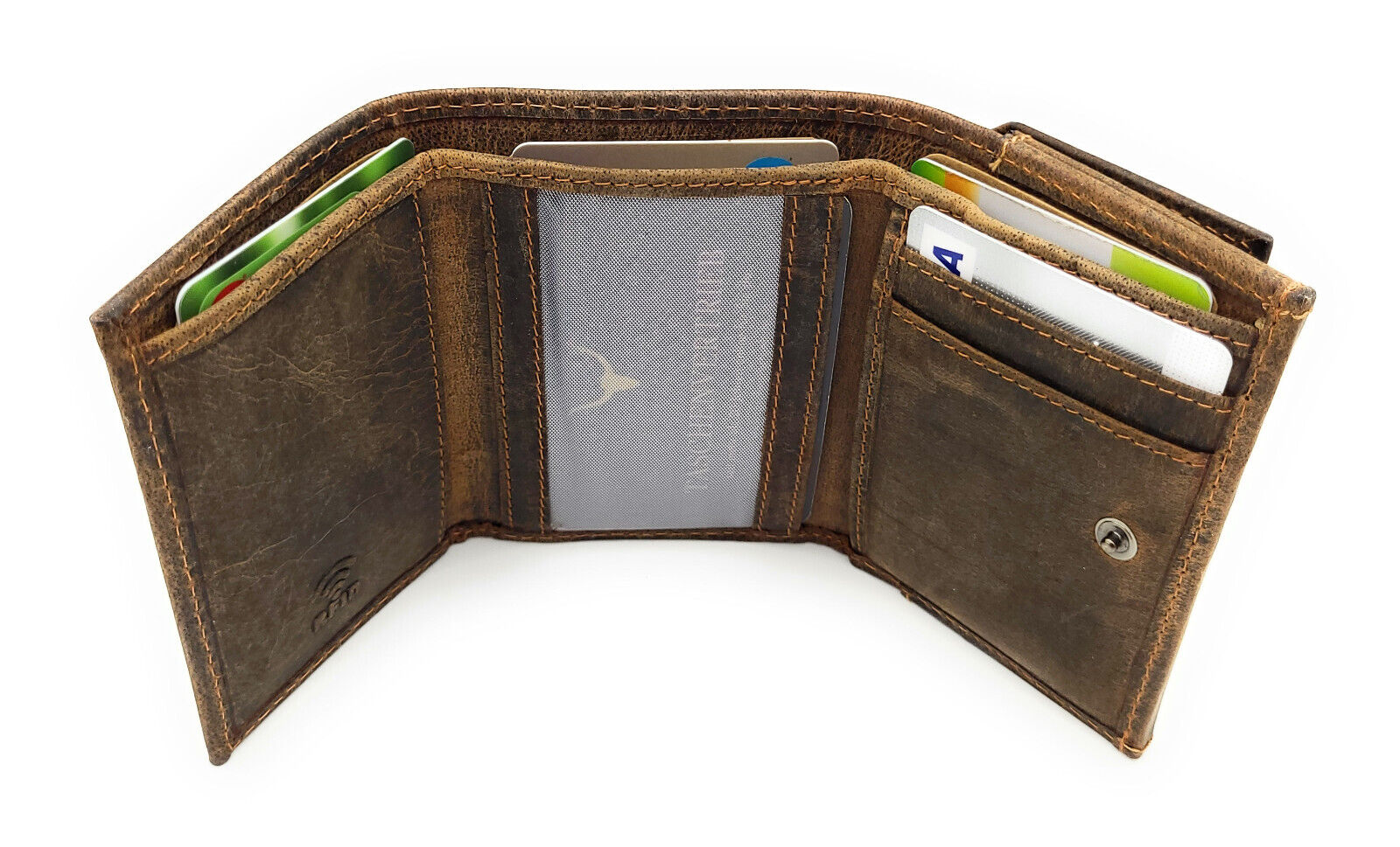 Ven Tomy Mini-Portemonnaie aus echtem Büffelleder – Geldbörse mit RFID-Schutz, kompakt & vintage