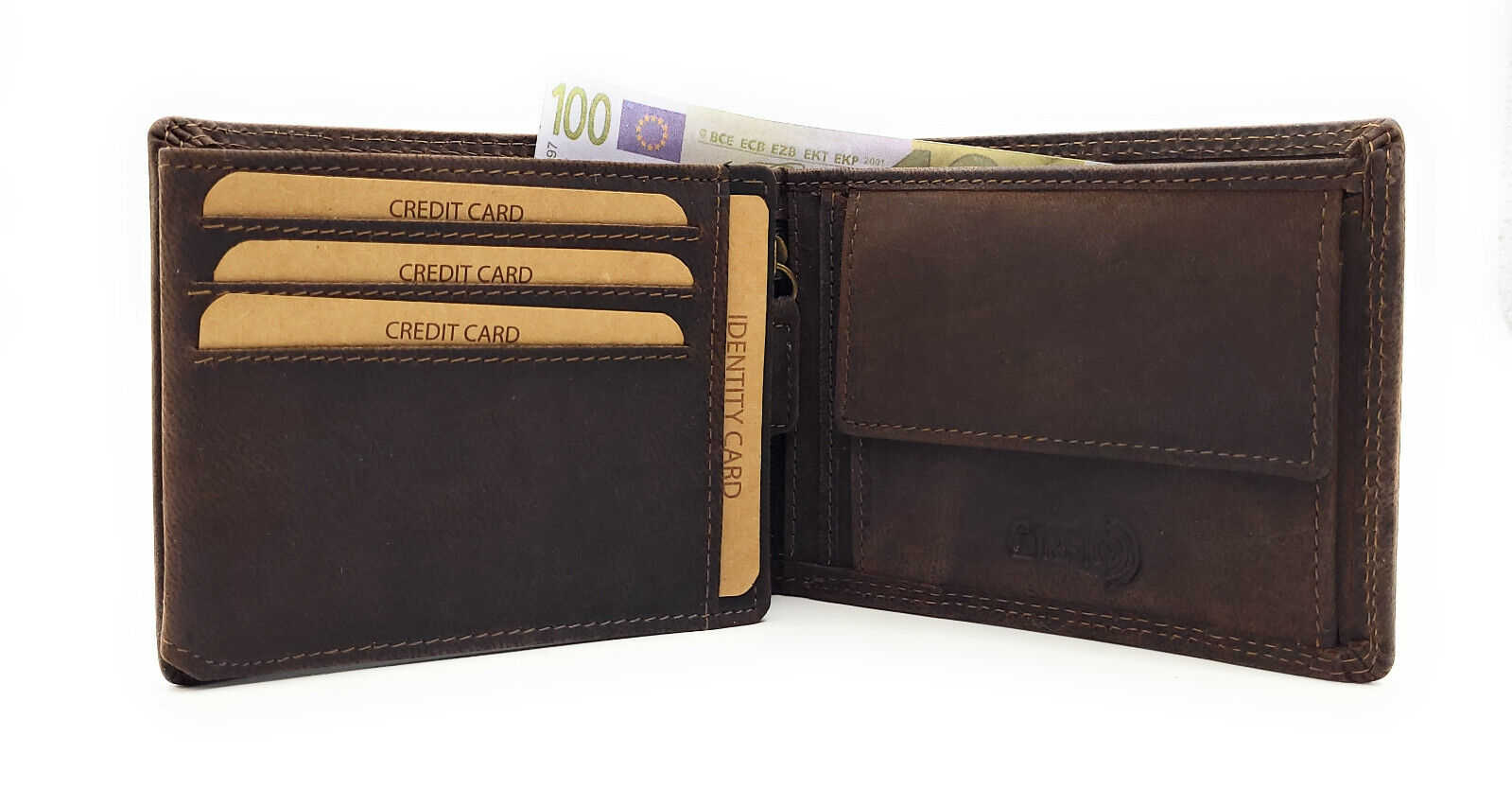 Jockey Club Basic echt Leder Geldbörse Portemonnaie Geldbeutel Hunterleder RFID Schutz dunkel-braun
