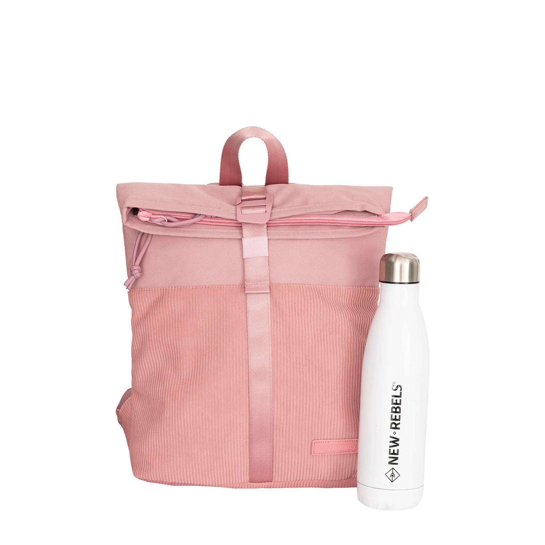 New Rebels Ribbi Roll Up Rolltop City Rucksack Los Angeles Kordoptik rosa