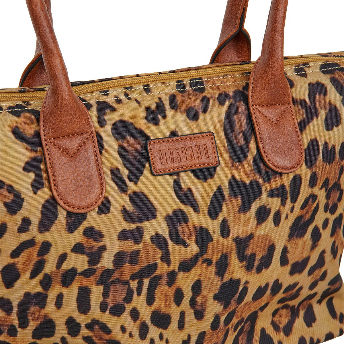 Mustang großer Damen Shopper Handtasche Umhängetasche "Limnos" Leopard cognac