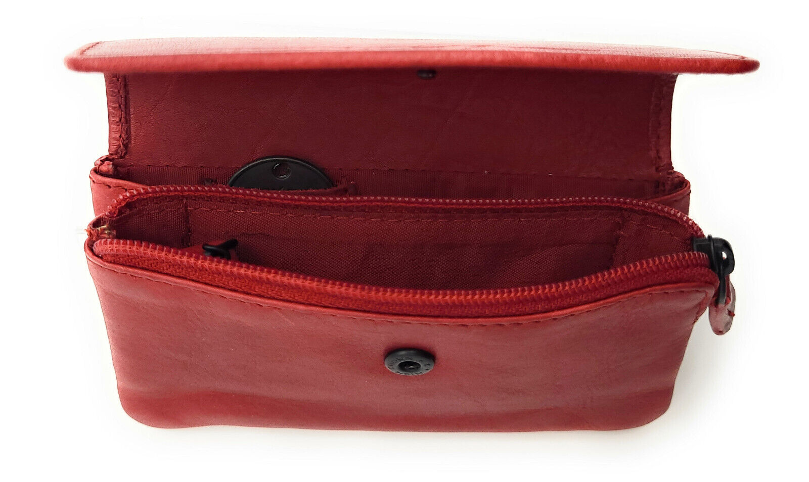 Jockey Club echt Leder Mikro Geldbörse Schlüsseletui gewachstes Rindleder rot