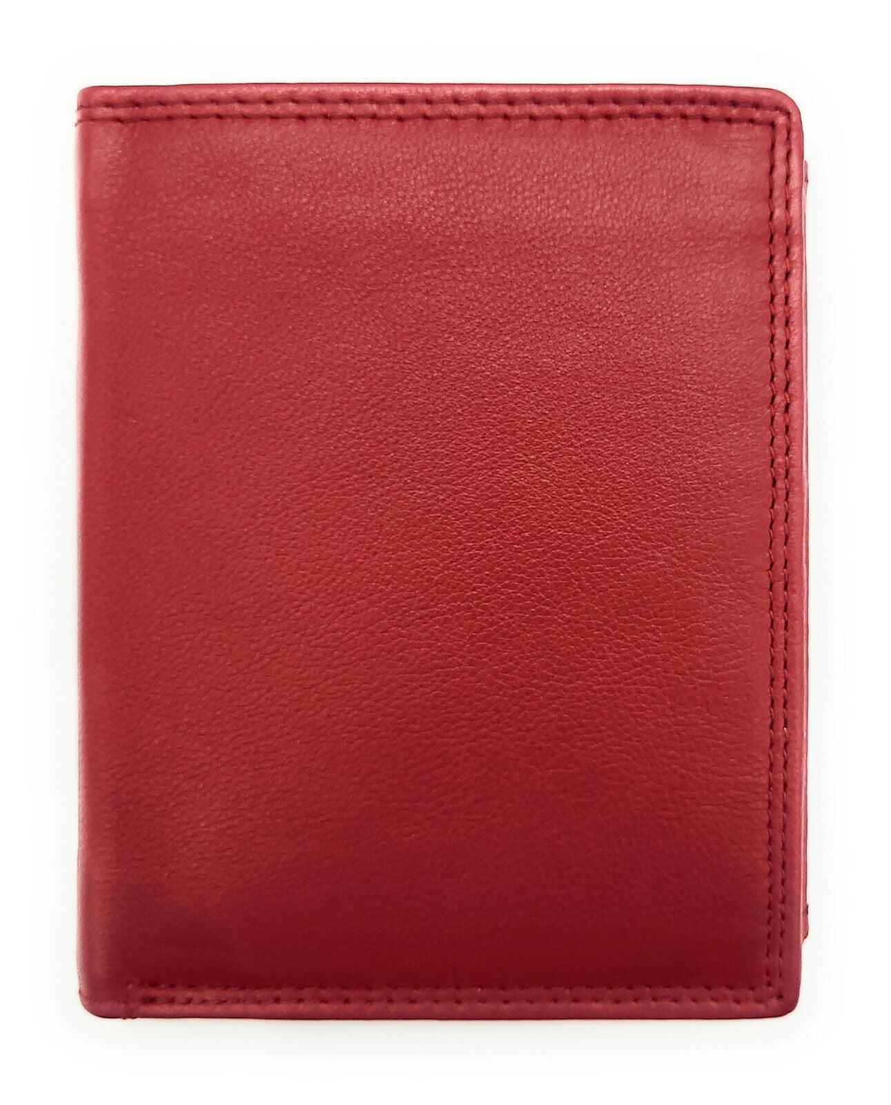 Lemasi Geldbörse Portemonnaie Geldbeutel aus weichem Rindleder 9 Kartenfächer Doppelnaht rot