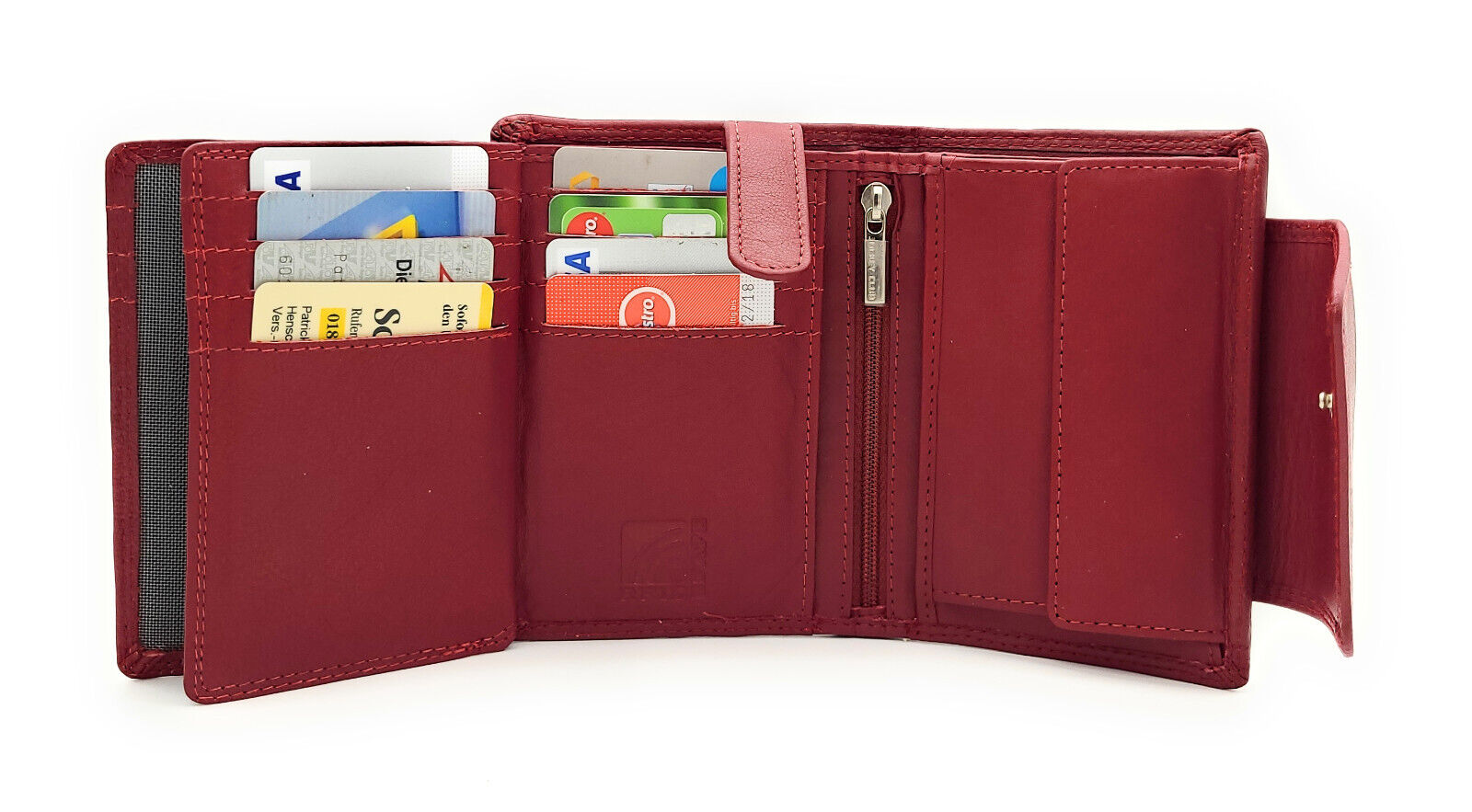 Jockey Club echt Leder Damen Geldbörse Portemonnaie Geldbeutel viele Fächer mit RFID Schutz rot