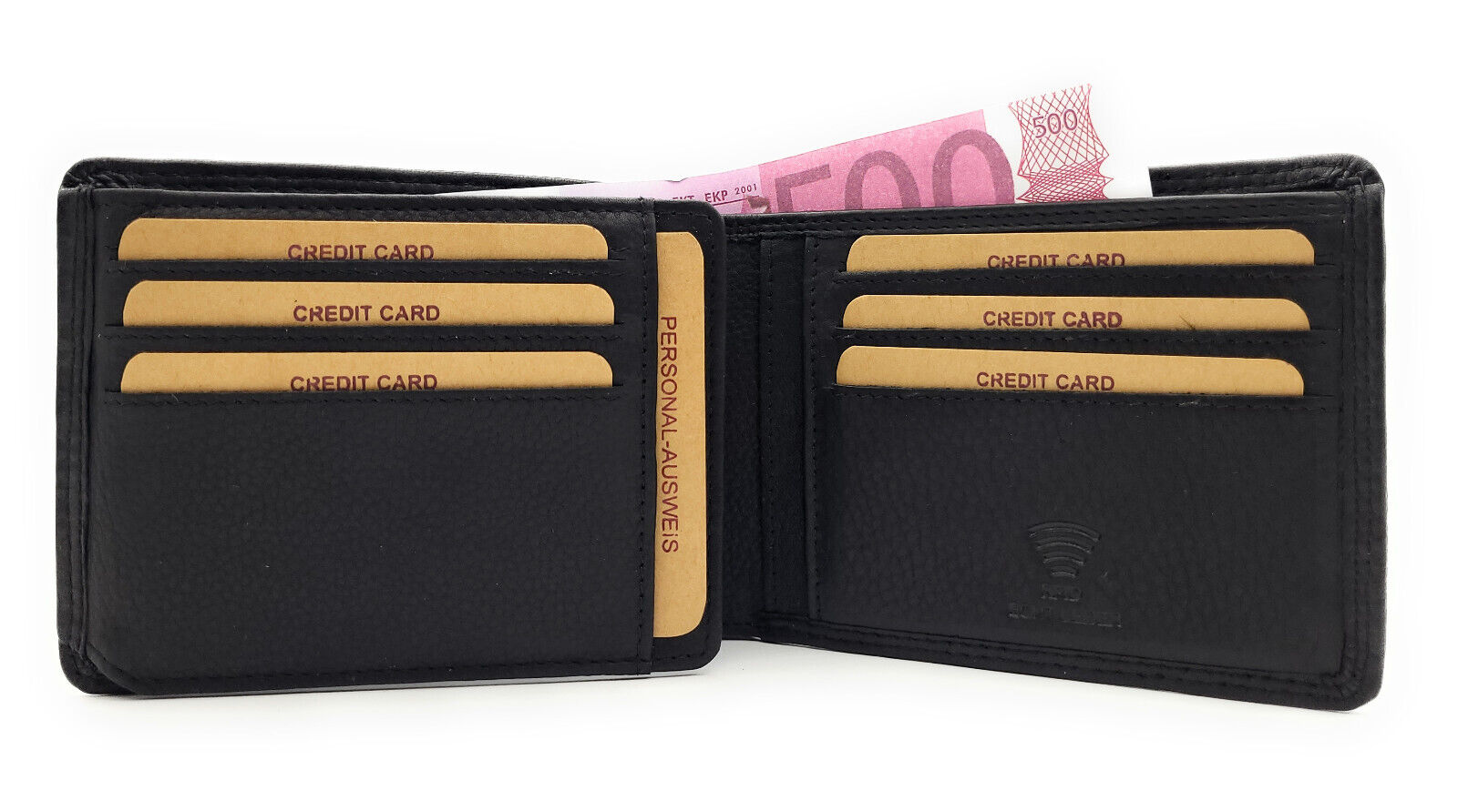 Hill Burry echt Leder Geldbörse Portemonnaie Kreditkartenetui mit RFID Schutz schwarz