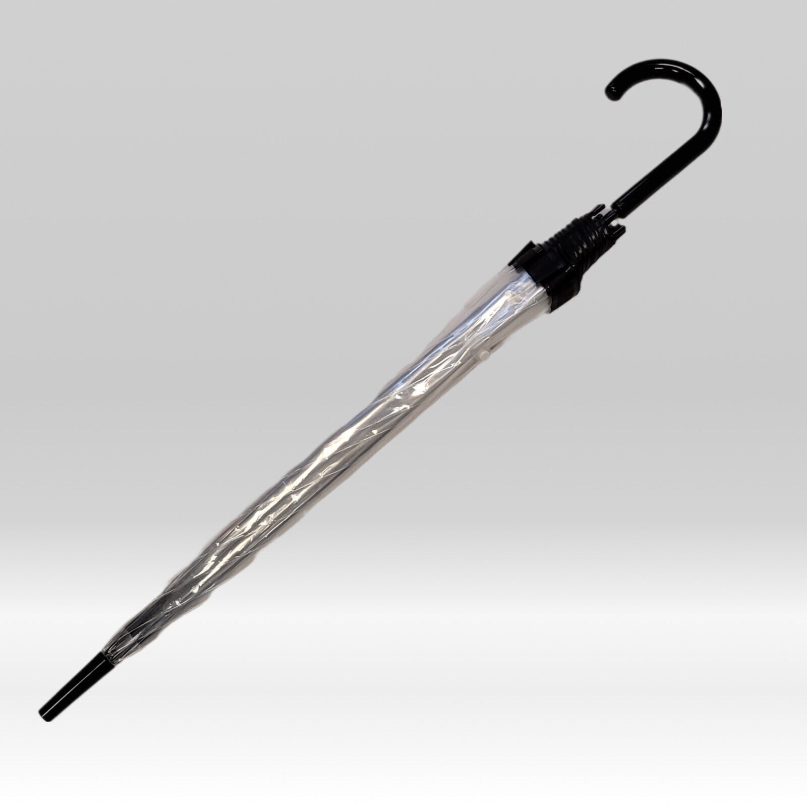 Regenschirm Stockschirm transparent durchsichtig mit Automatik Borte schwarz
