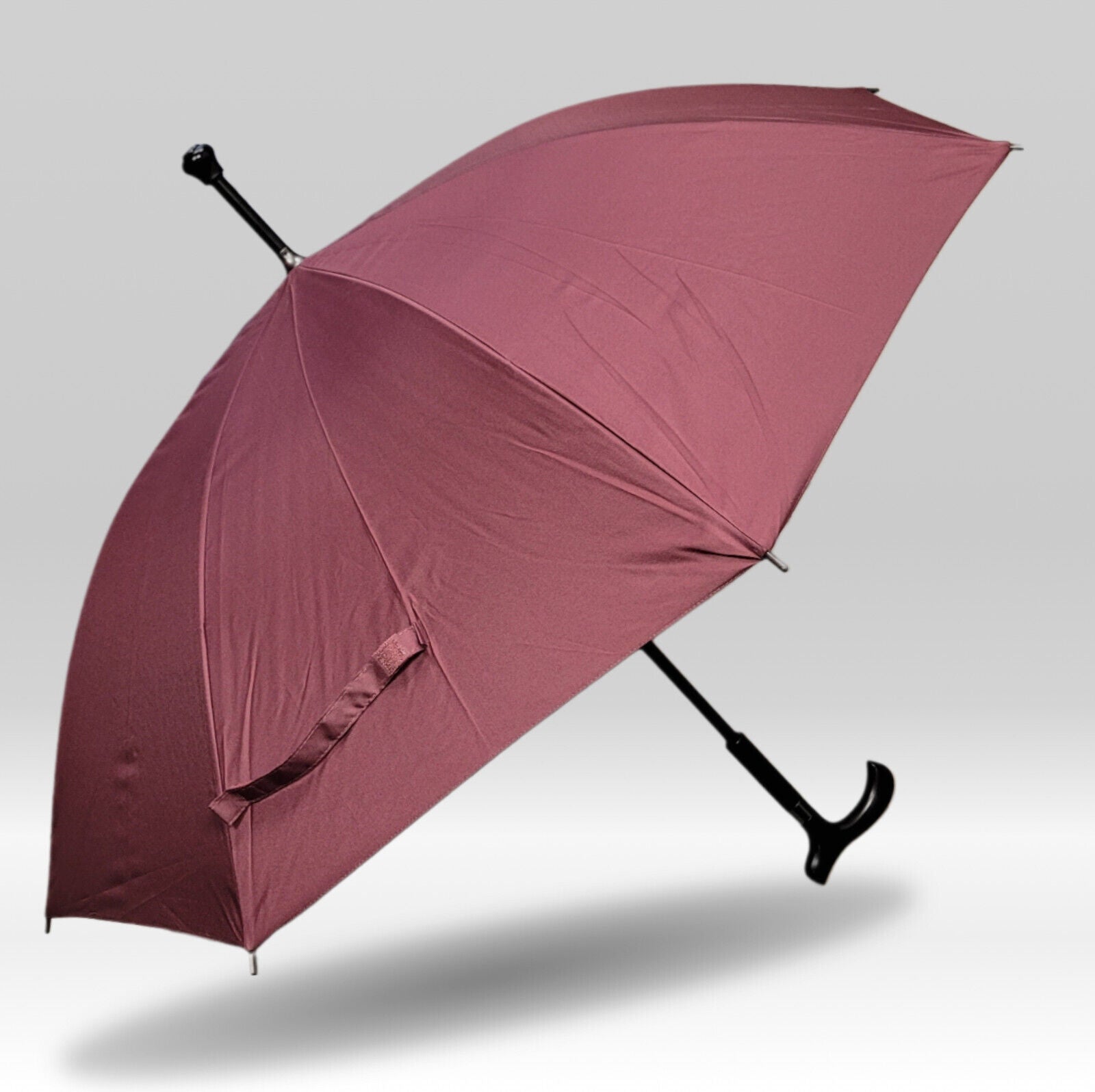 Regenschirm Stützschirm Gehhilfe Gehstock Fritzgriff Gummipuffer uni bordeaux