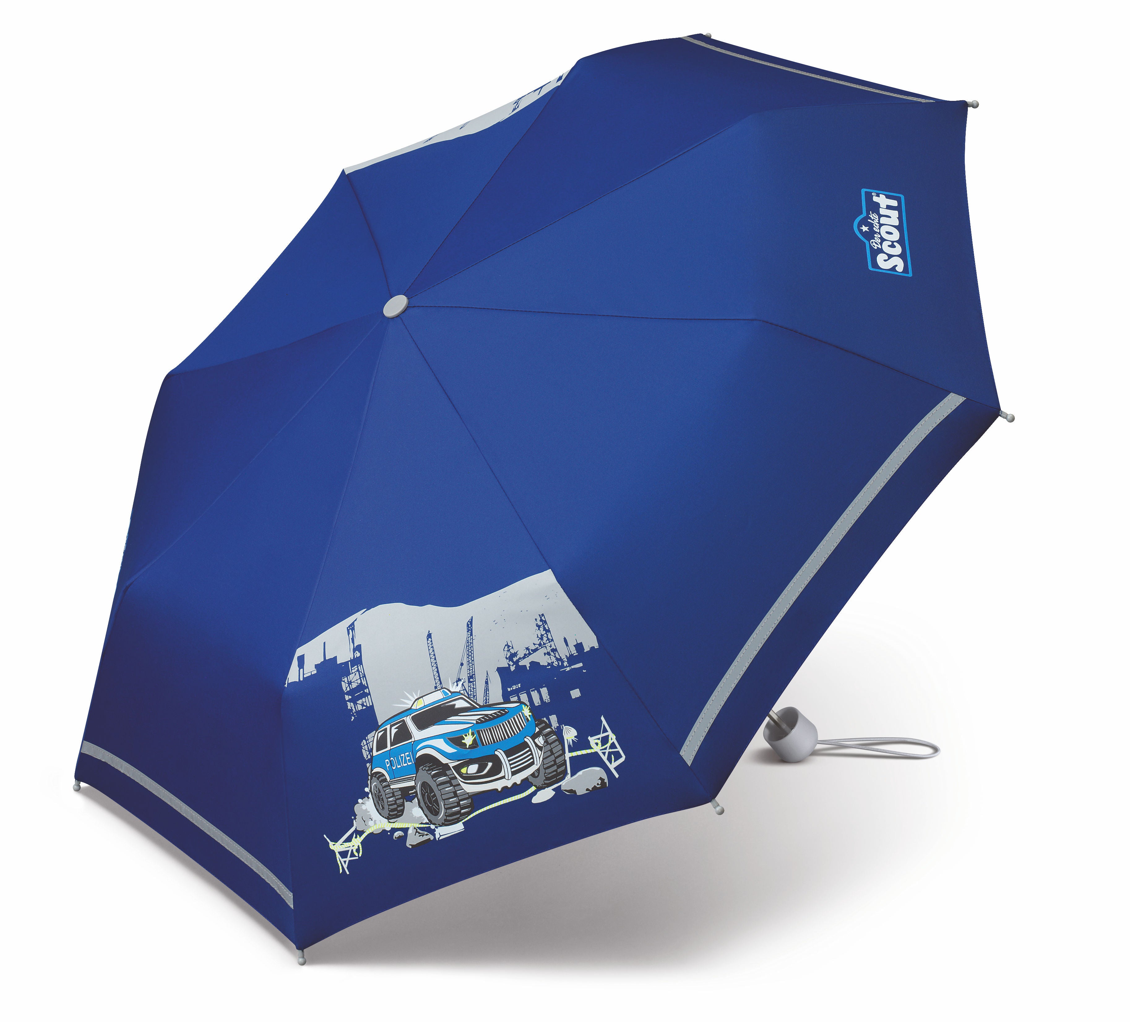 Scout Kinder Regenschirm Taschenschirm mit Reflektionsstreifen Big Foot Polizei Monster Truck