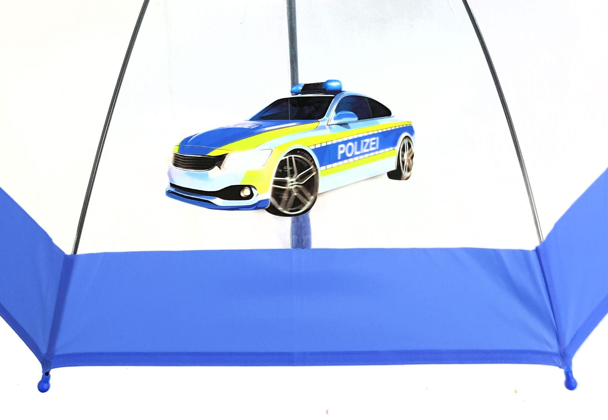 Kinder Automatik Schirm Regenschirm transparent durchsichtig Jungen Polizei Auto