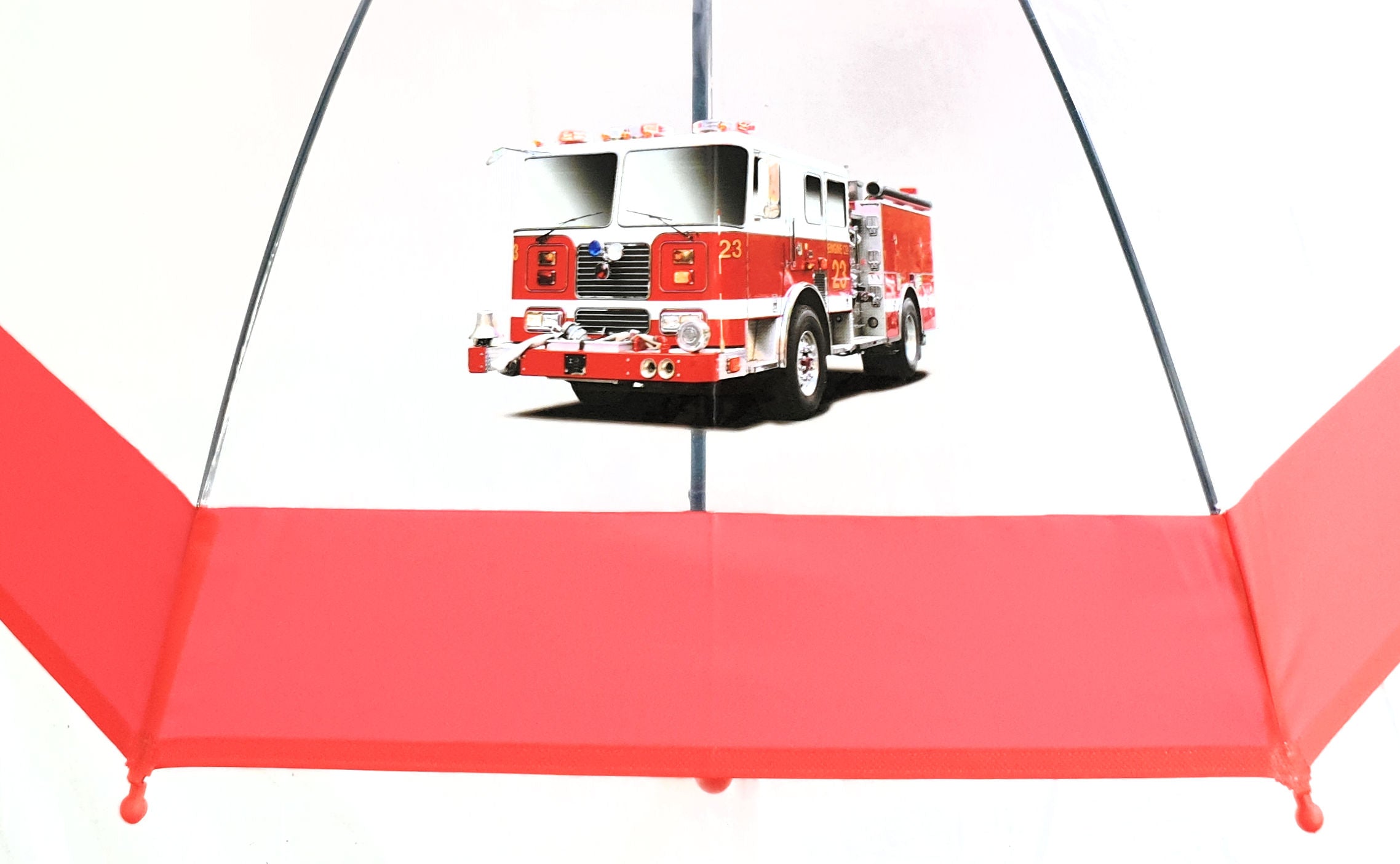 Kinder Automatik Schirm Regenschirm transparent durchsichtig Jungen Feuerwehr