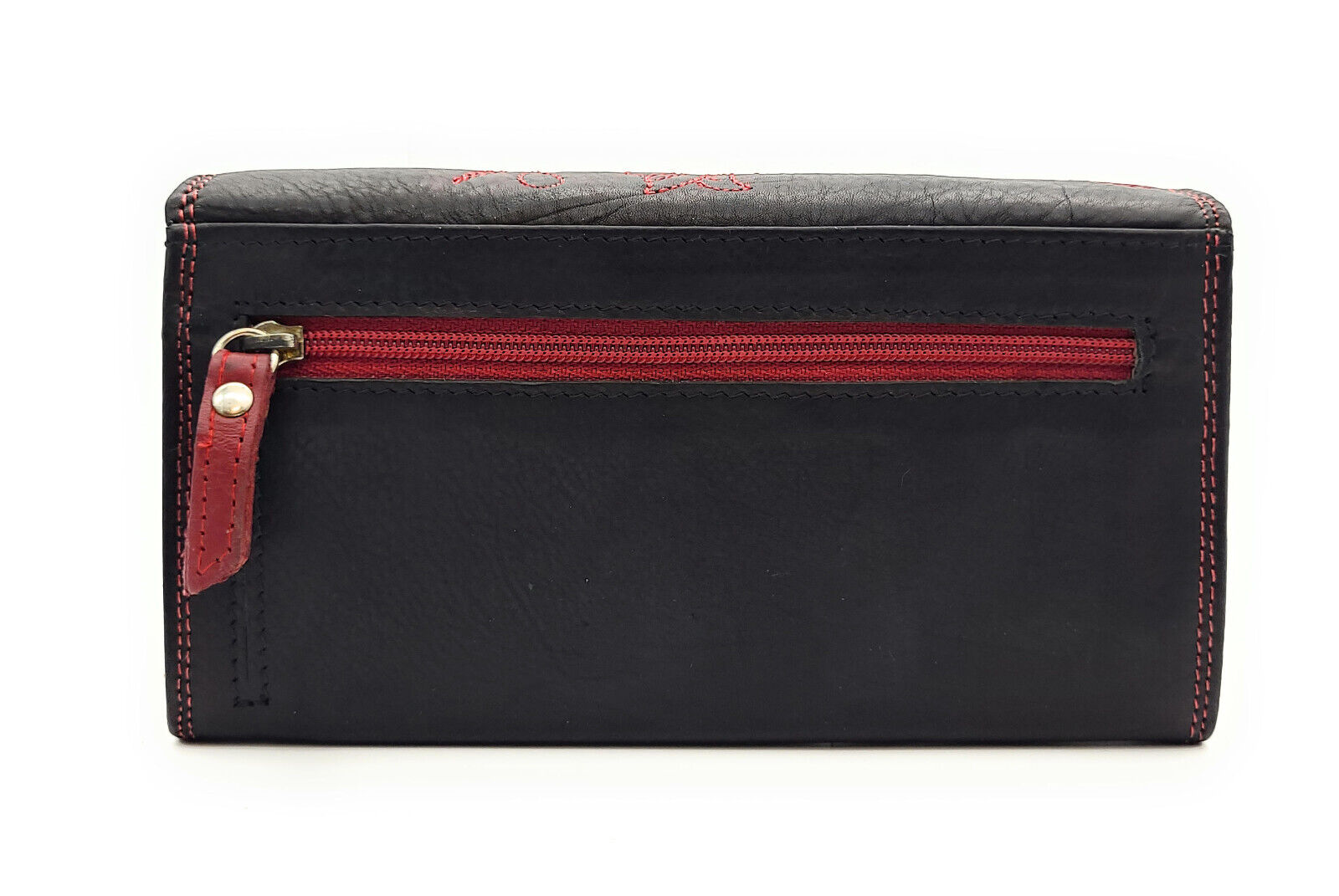 Jockey Club echt Leder Damen Geldbörse Portemonnaie mit RFID Schutz Flower rot