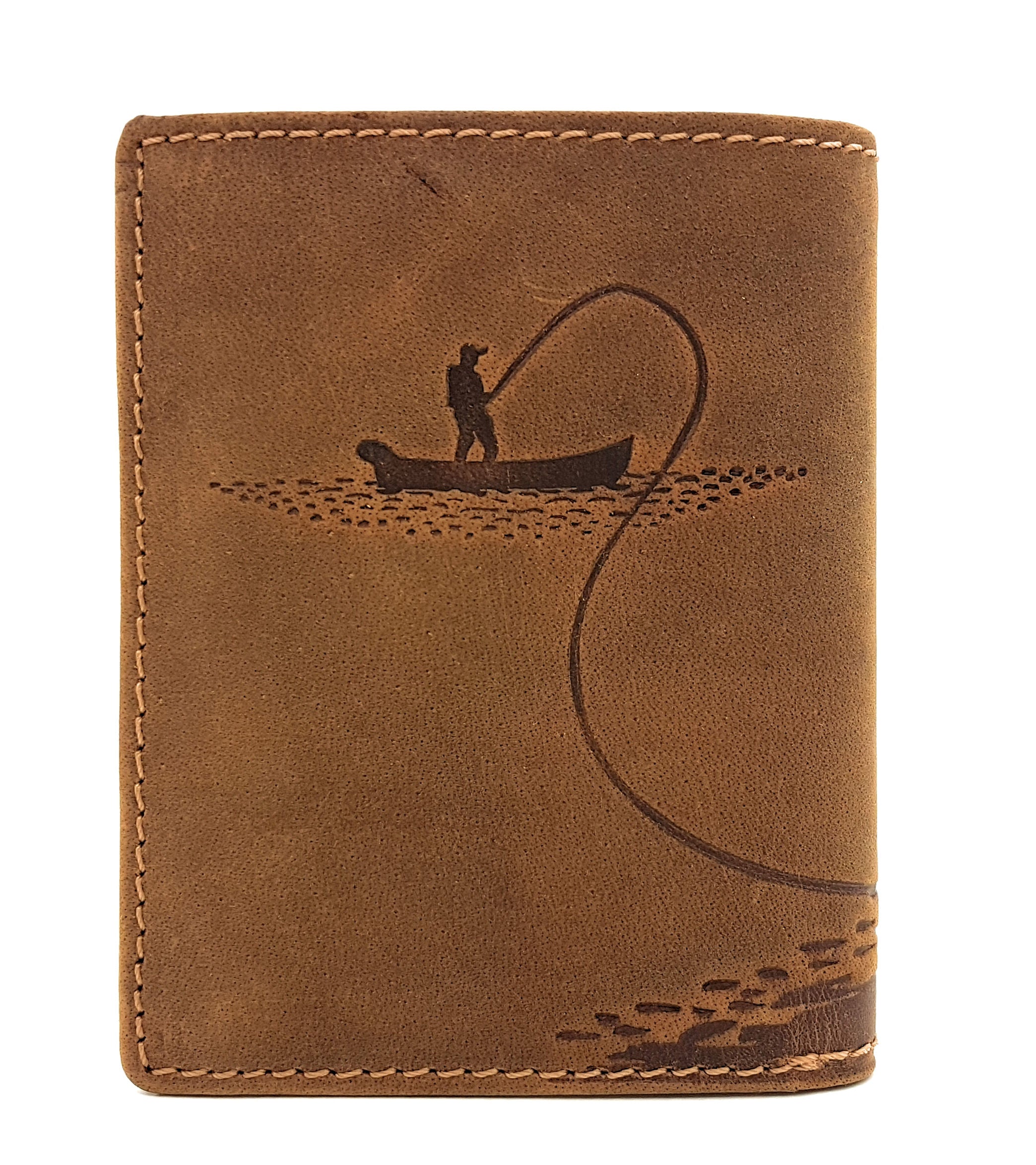 Jockey Club echt Leder Geldbörse Zander Fisch Anglerbörse mit RFID Schutz braun