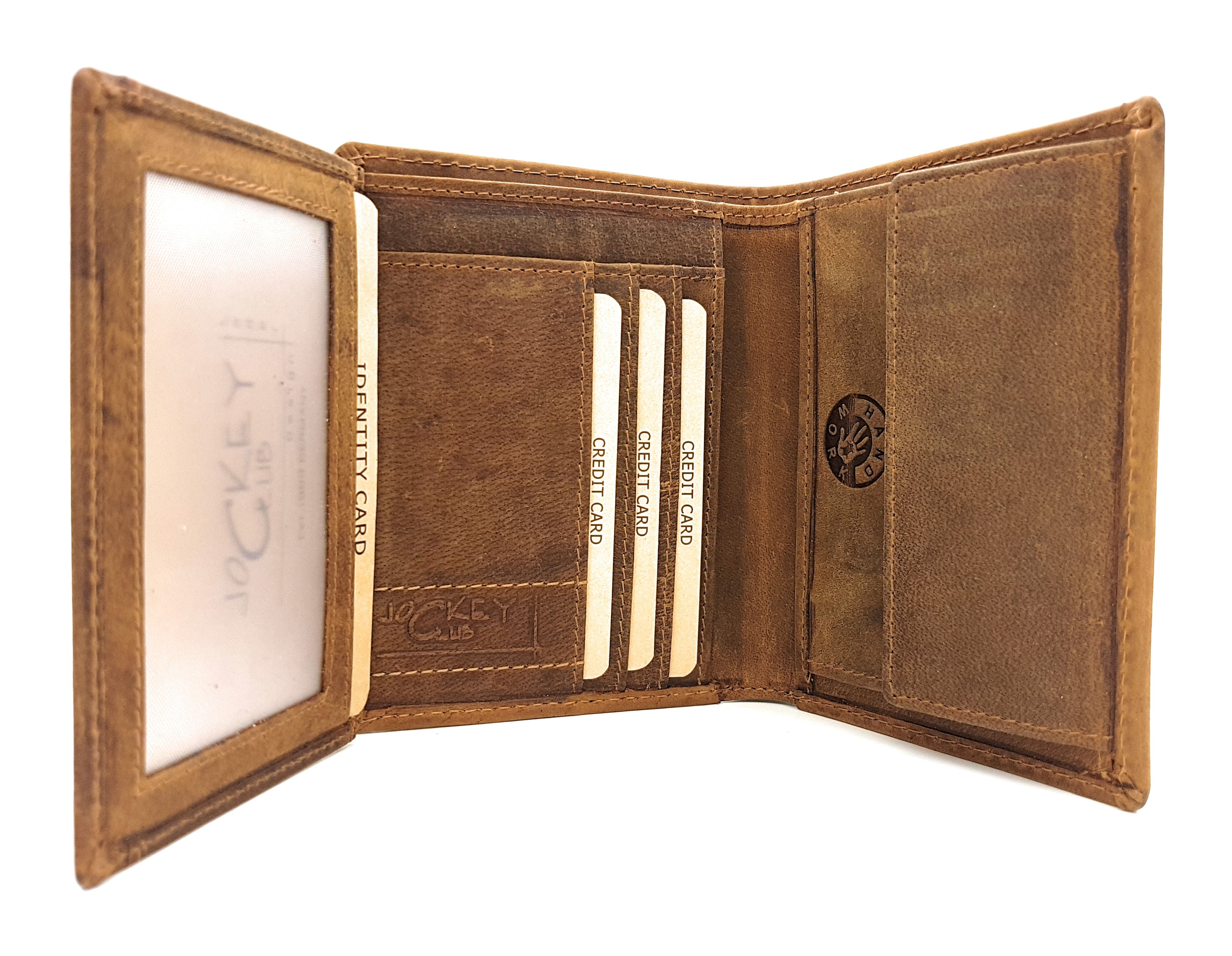 Jockey Club echt Leder Geldbörse Zander Fisch Anglerbörse mit RFID Schutz braun