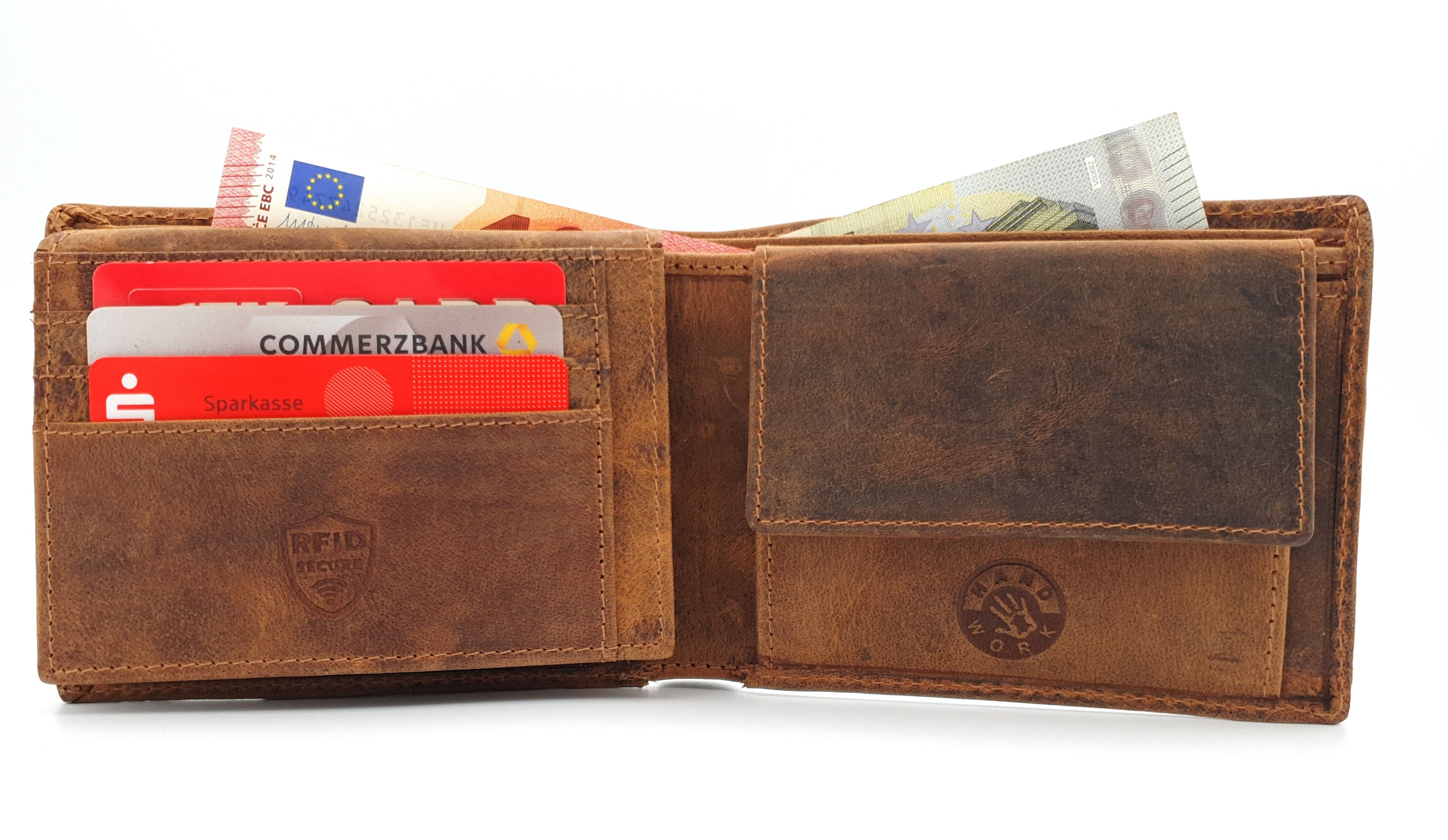 Herren Geldbörse aus echtem Hunterleder mit Wildschwein-Prägung – Geschenk für Jäger