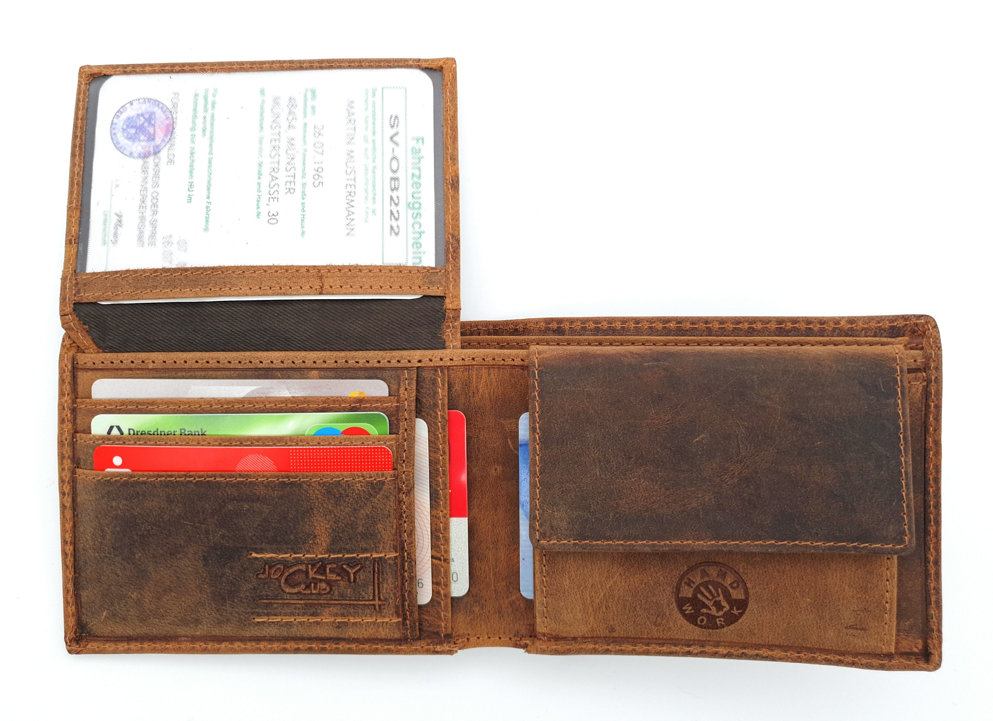 Herren Geldbörse aus echtem Hunterleder mit Wildschwein-Prägung – Geschenk für Jäger