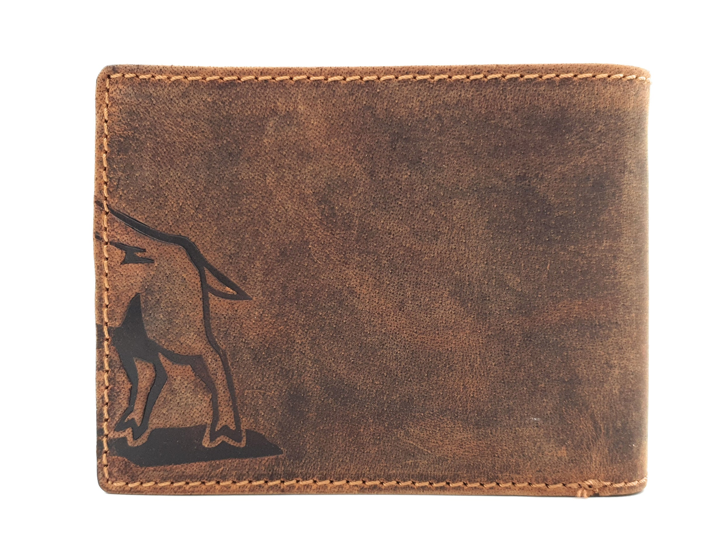 Herren Geldbörse aus echtem Hunterleder mit Wildschwein-Prägung – Geschenk für Jäger