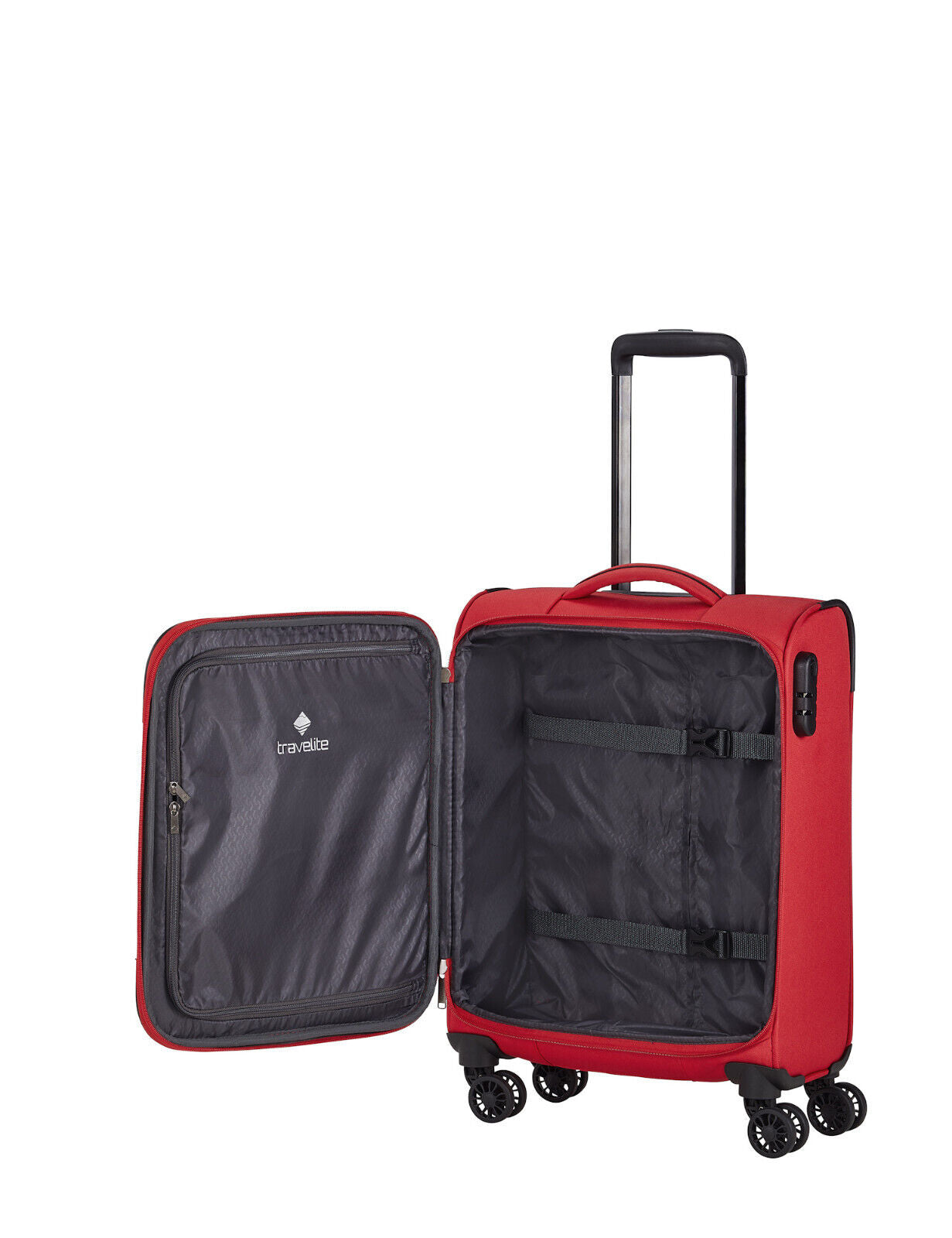 Travelite Chios Reisekoffer Trolley Bord-Koffer 55cm Handgepäck Bordgepäck 4Rad rot
