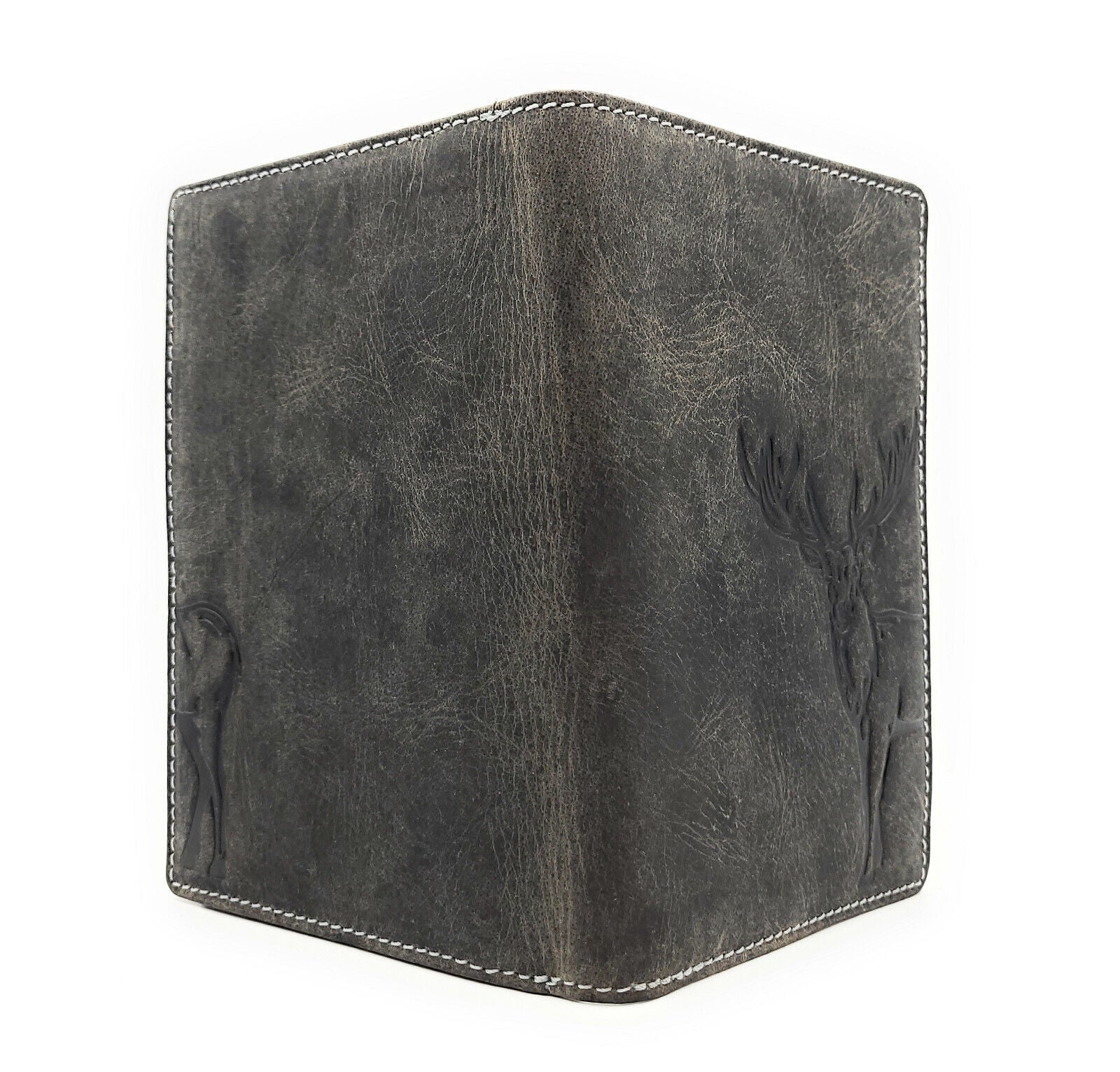 Jockey Club echt Leder Passhülle Etui Hülle Dokumenten Mappe Hunterleder Hirsch duo grau