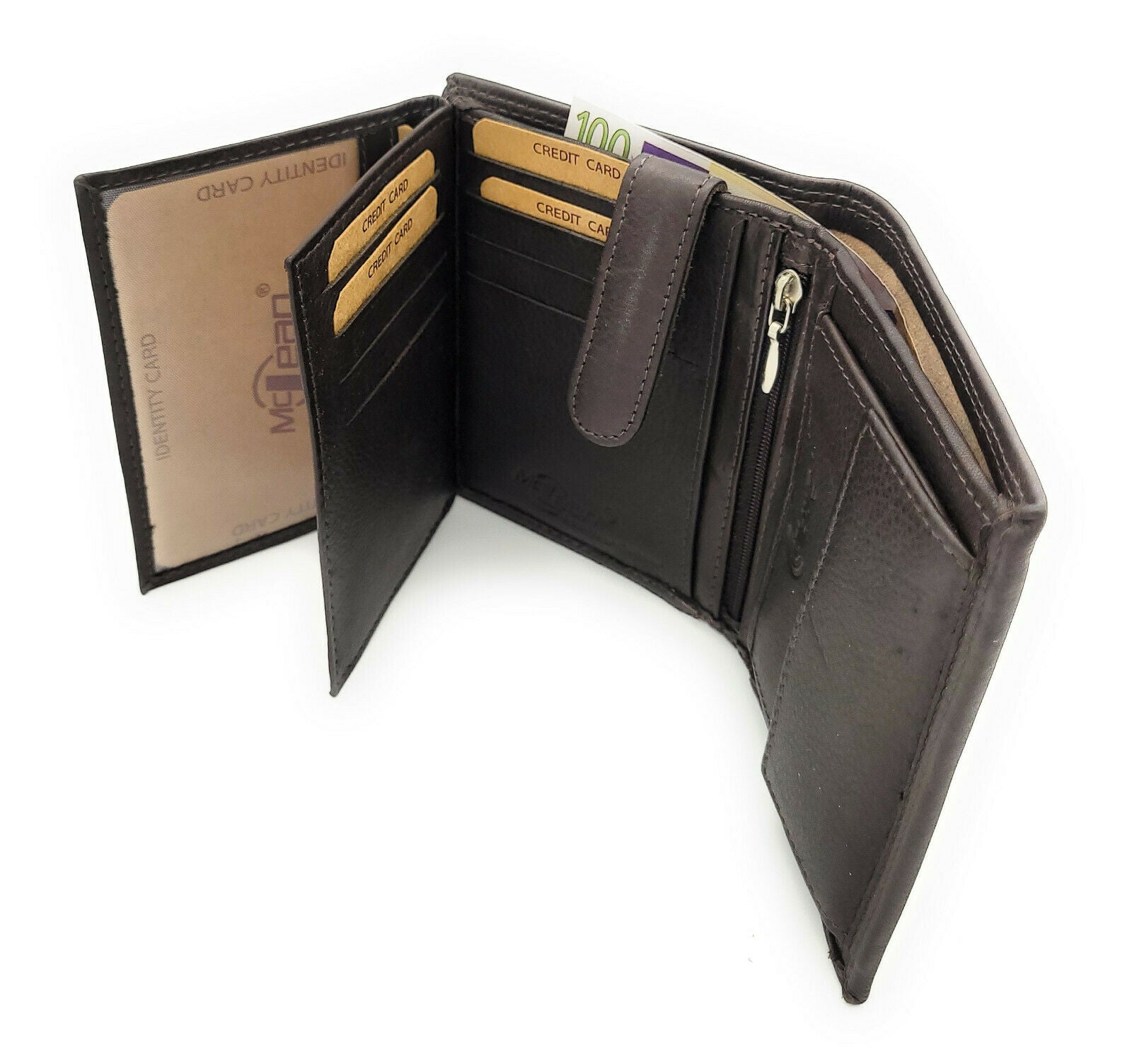 Jockey Club echt Leder Geldbörse Portemonnaie Geldbeutel RFID NFC Schutz dunkelbraun