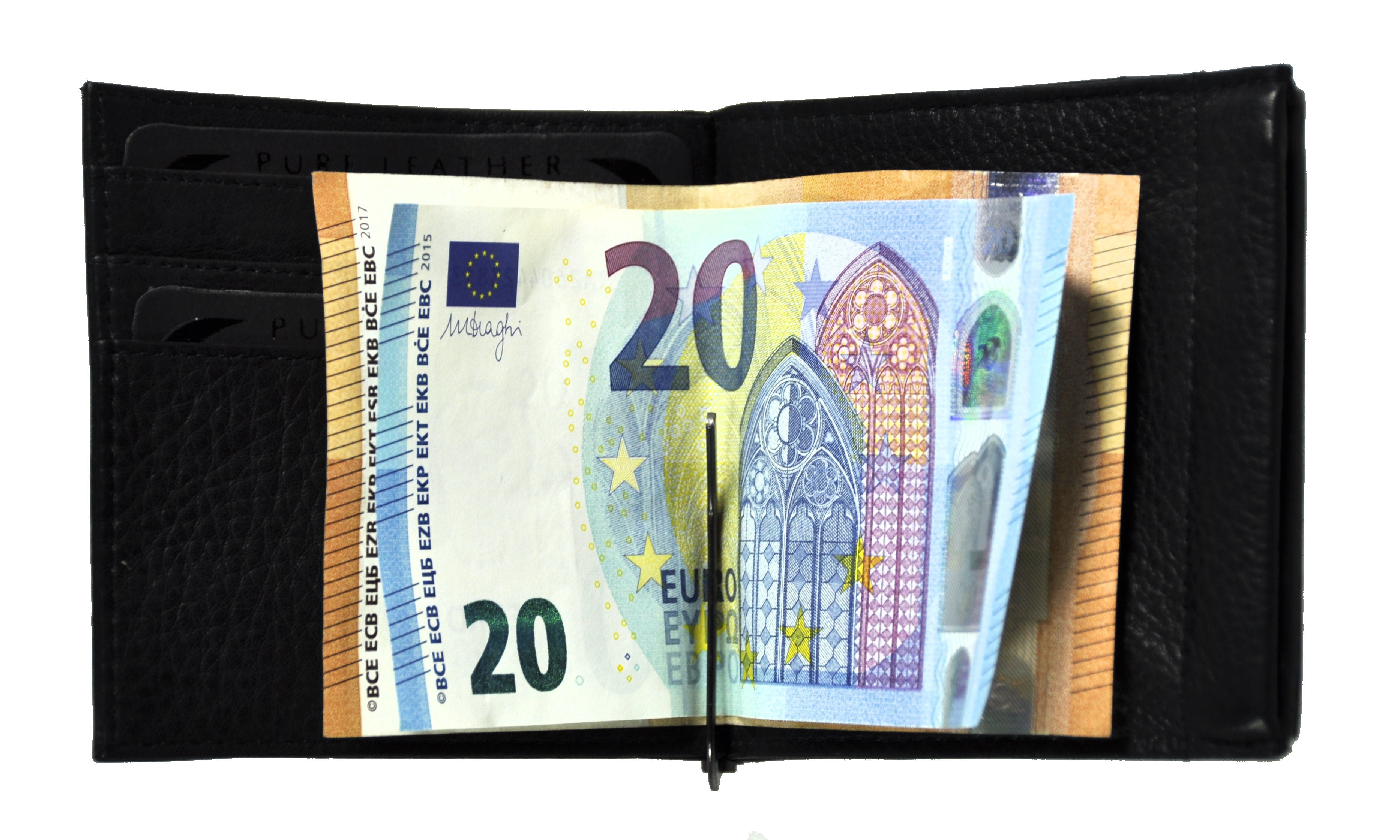 Jockey Club echt Leder Dollarclip Geldklammer Geldbörse Kreditkartenetui Nappaleder mit Federschnappverschluss