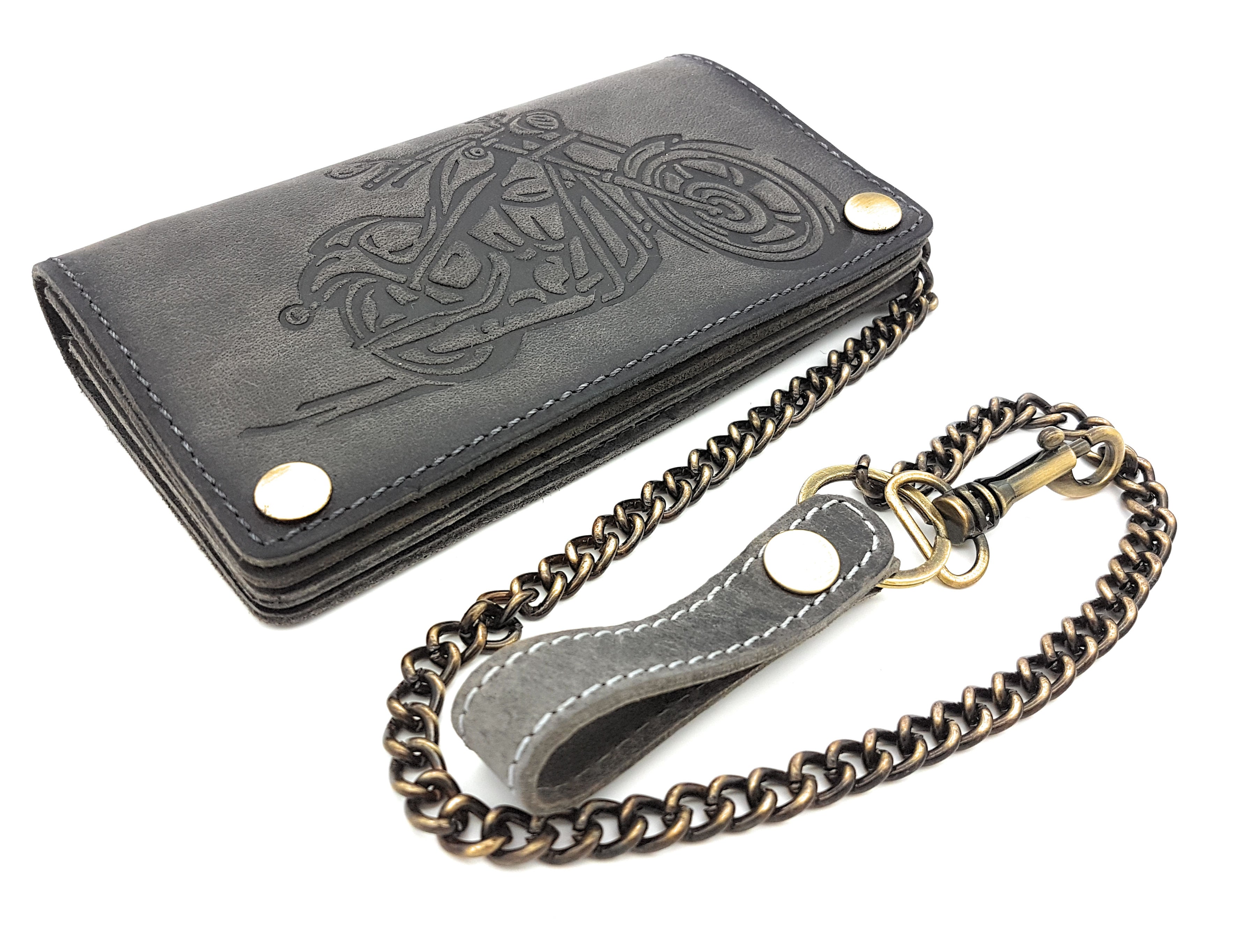 Jockey Club echt Leder Biker Geldbörse m Kette Portemonnaie Geldbeutel Motorrad mit RFID Schutz