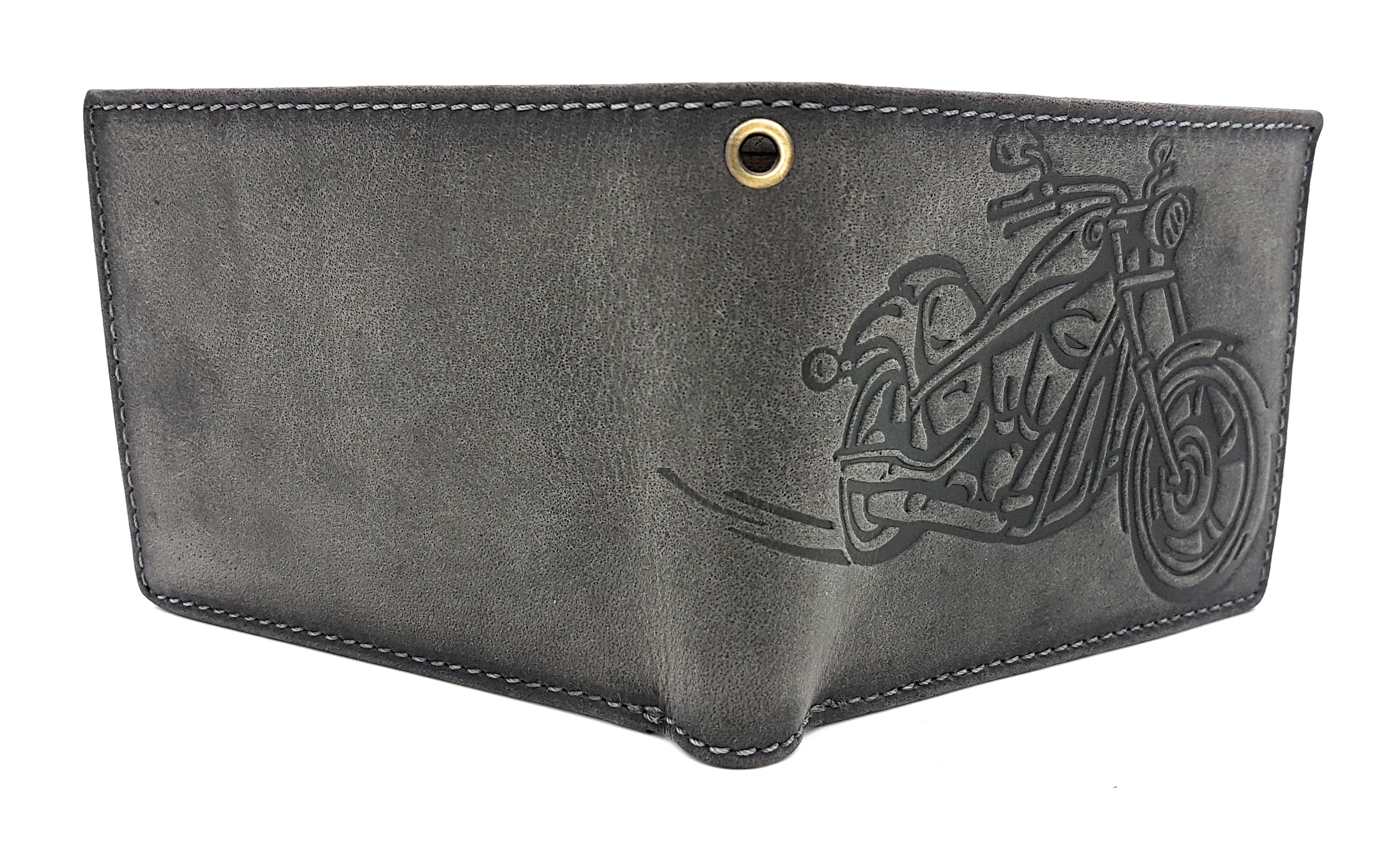 Jockey Club echt Leder Biker Geldbörse Geldbeutel Portemonnaie Motorrad mit RFID Schutz grau