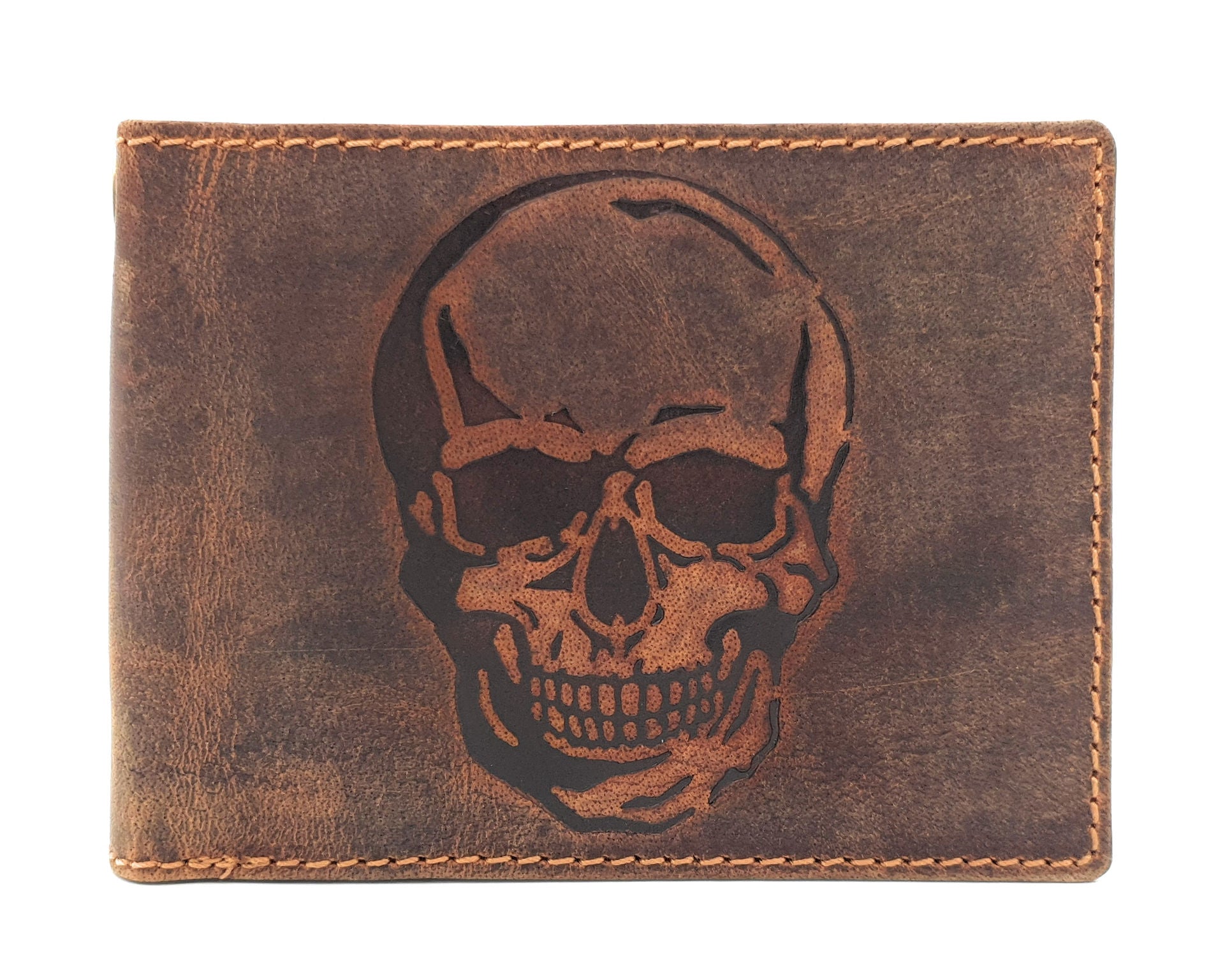 Jockey Club echt Leder Geldbörse Geldbeutel Portemonnaie Totenkopf Schädel mit RFID Schutz