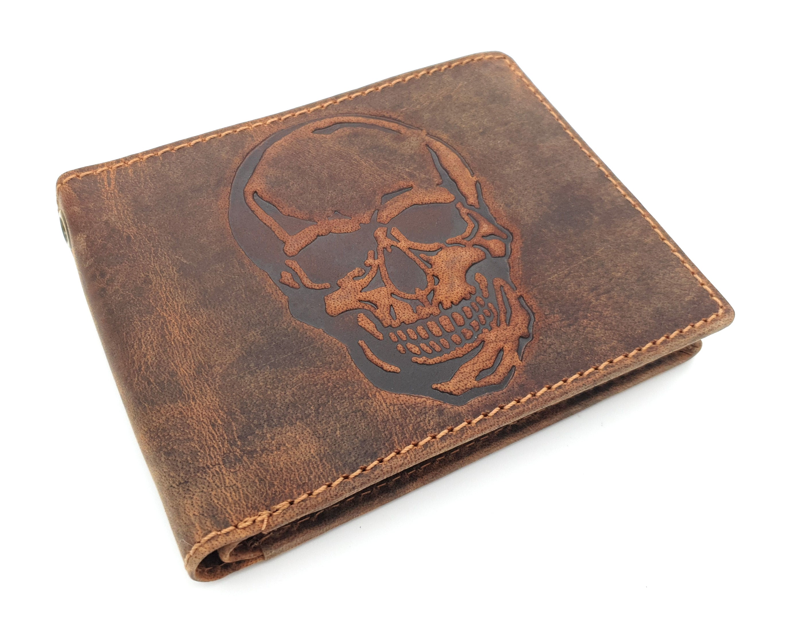 Jockey Club echt Leder Geldbörse Geldbeutel Portemonnaie Totenkopf Schädel mit RFID Schutz