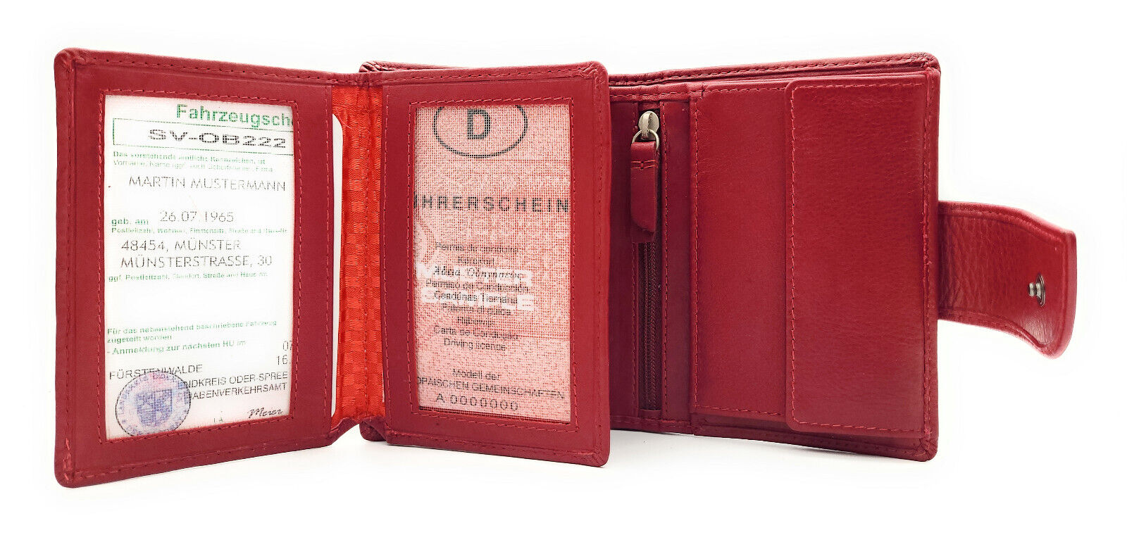 Jockey Club echt Leder Sicherheits-Geldbörse Portemonnaie mit RFID Schutz rot