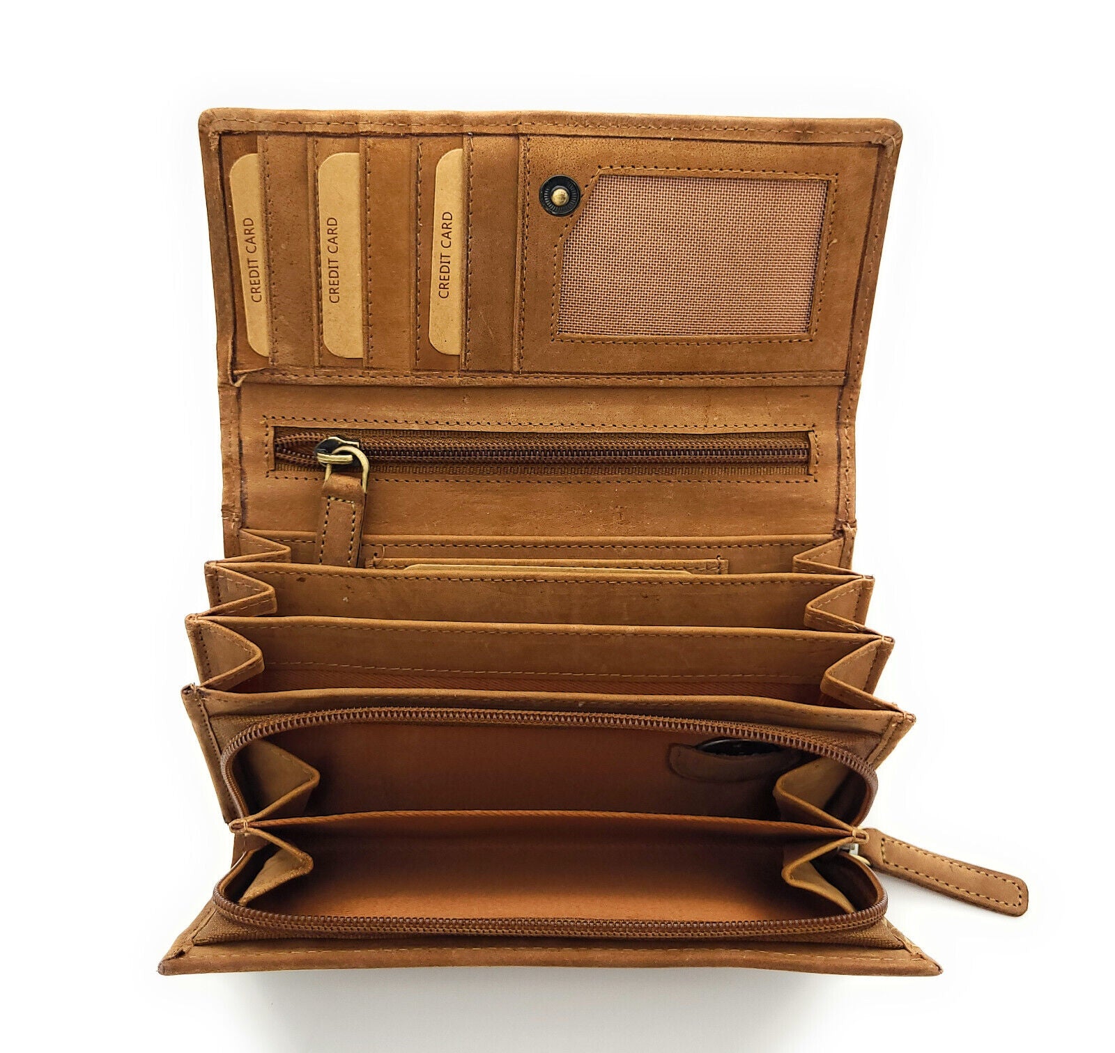 Jockey Club echt Leder Damen Geldbörse Portemonnaie Huskies Husky Hunde mit RFID NFC Schutz braun