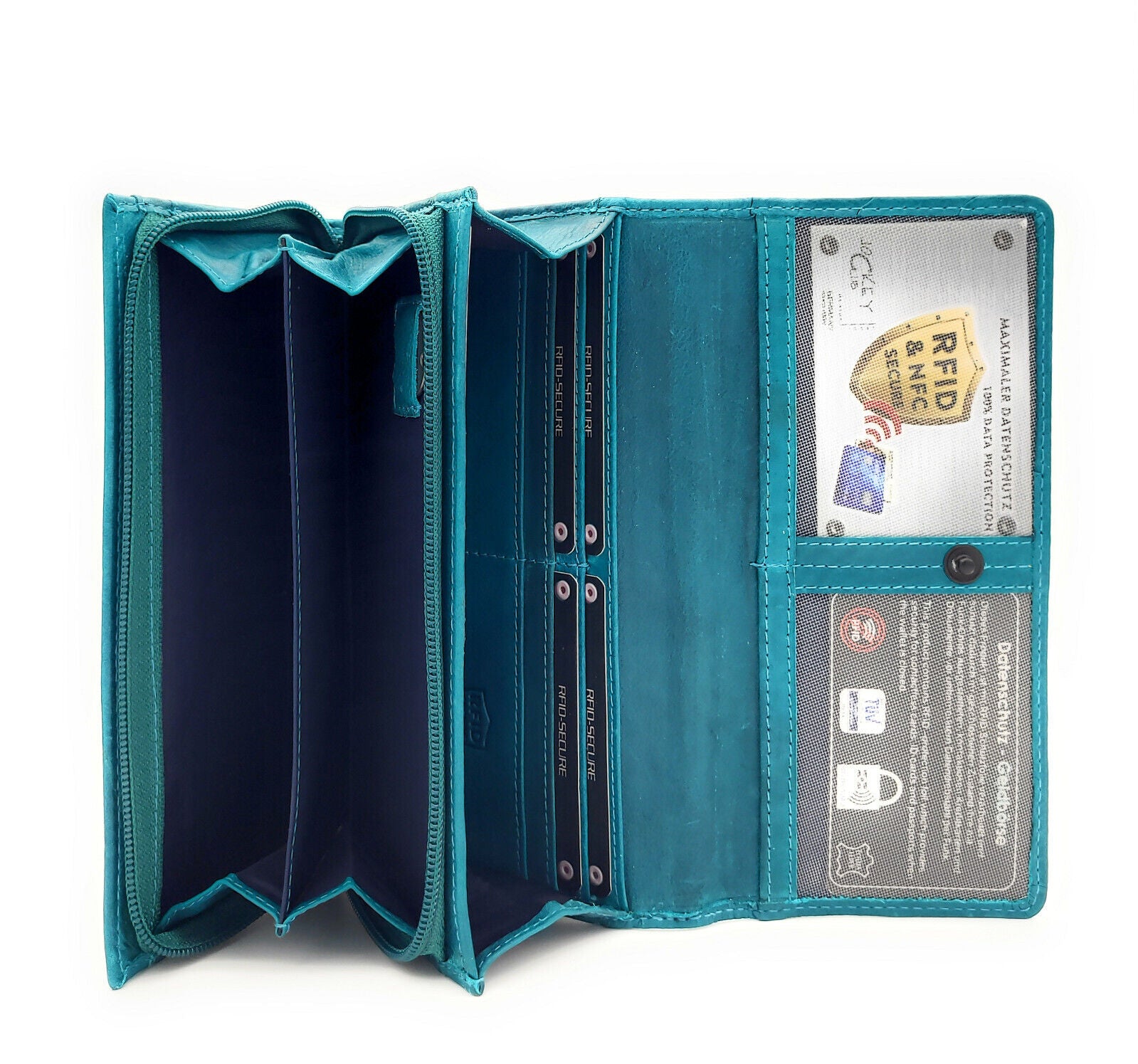 Jockey Club echt Leder Damen Geldbörse Portemonnaie Geldbeutel gewachstes Rindleder petrol