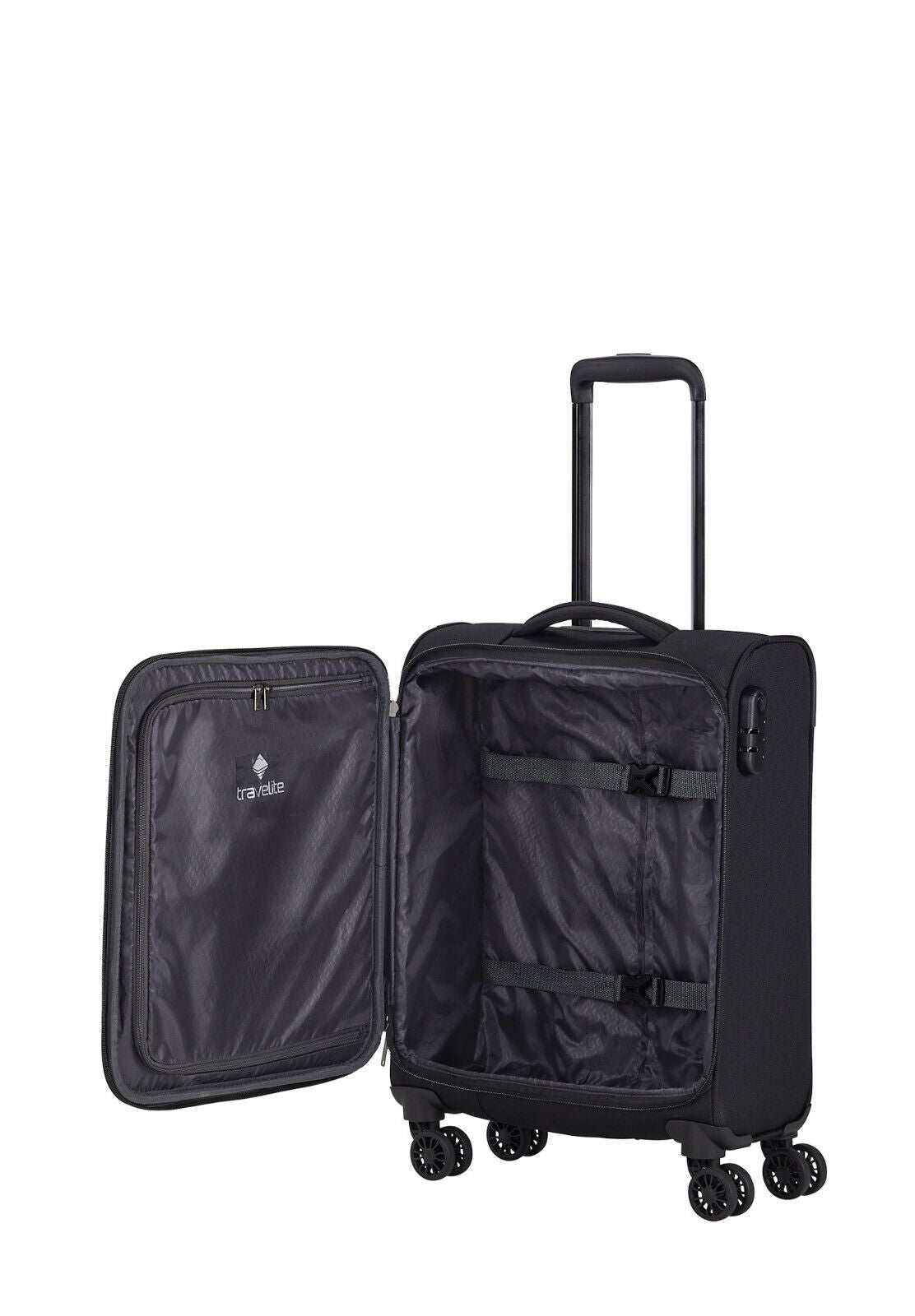 Travelite Chios Reisekoffer Trolley Bord-Koffer 55cm Handgepäck Bordgepäck 4-Rad schwarz