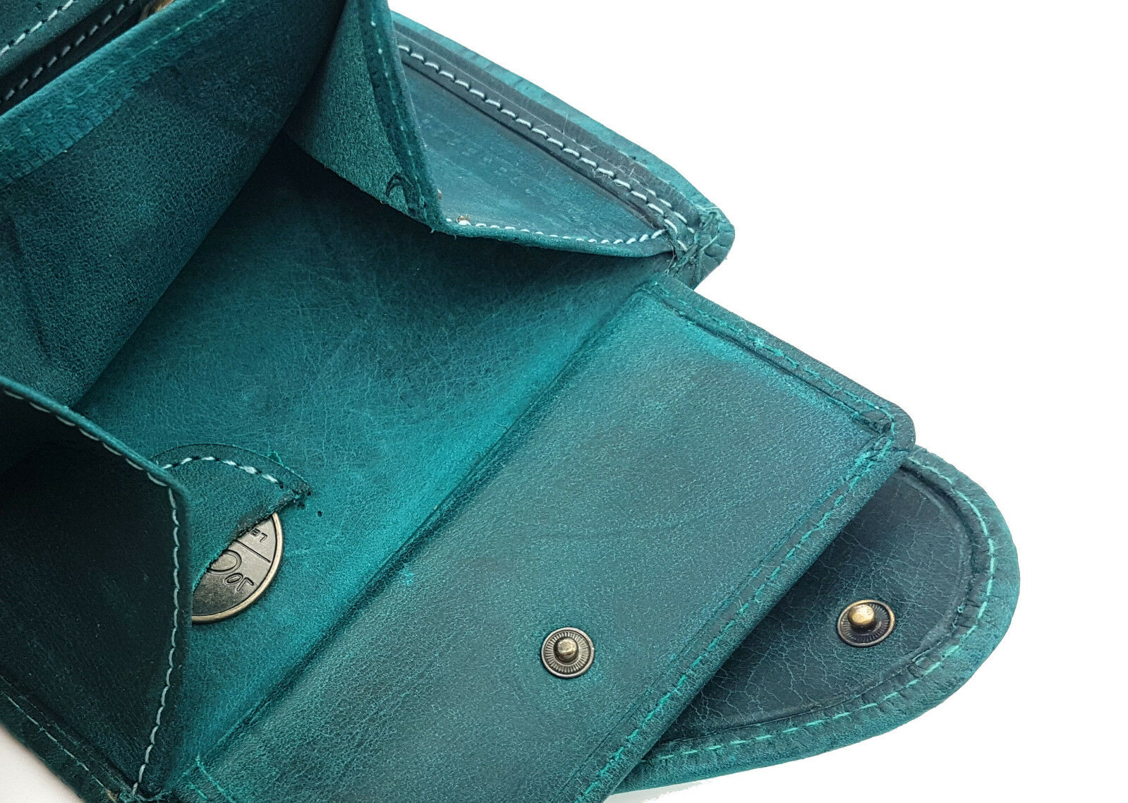 Jockey Club echt Leder Damen Geldbörse Portemonnaie florale Prägung mit RFID Schutz Liane petrol grün