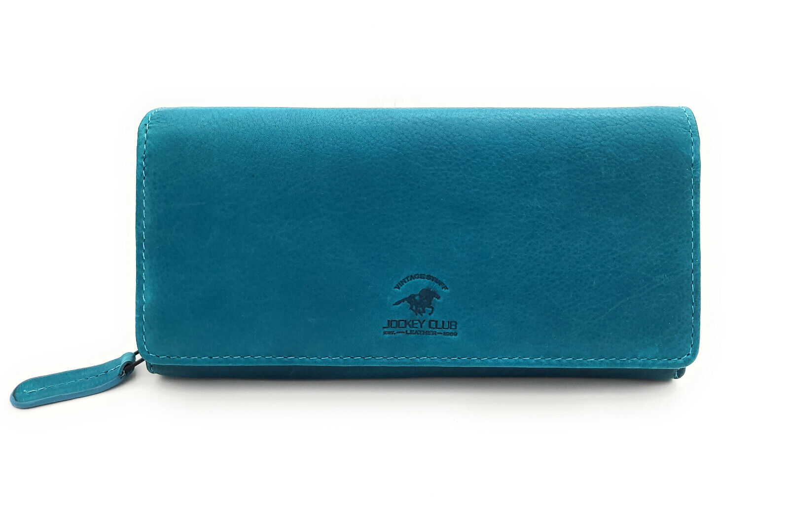 Jockey Club echt Leder Damen Geldbörse Portemonnaie Geldbeutel gewachstes Rindleder petrol