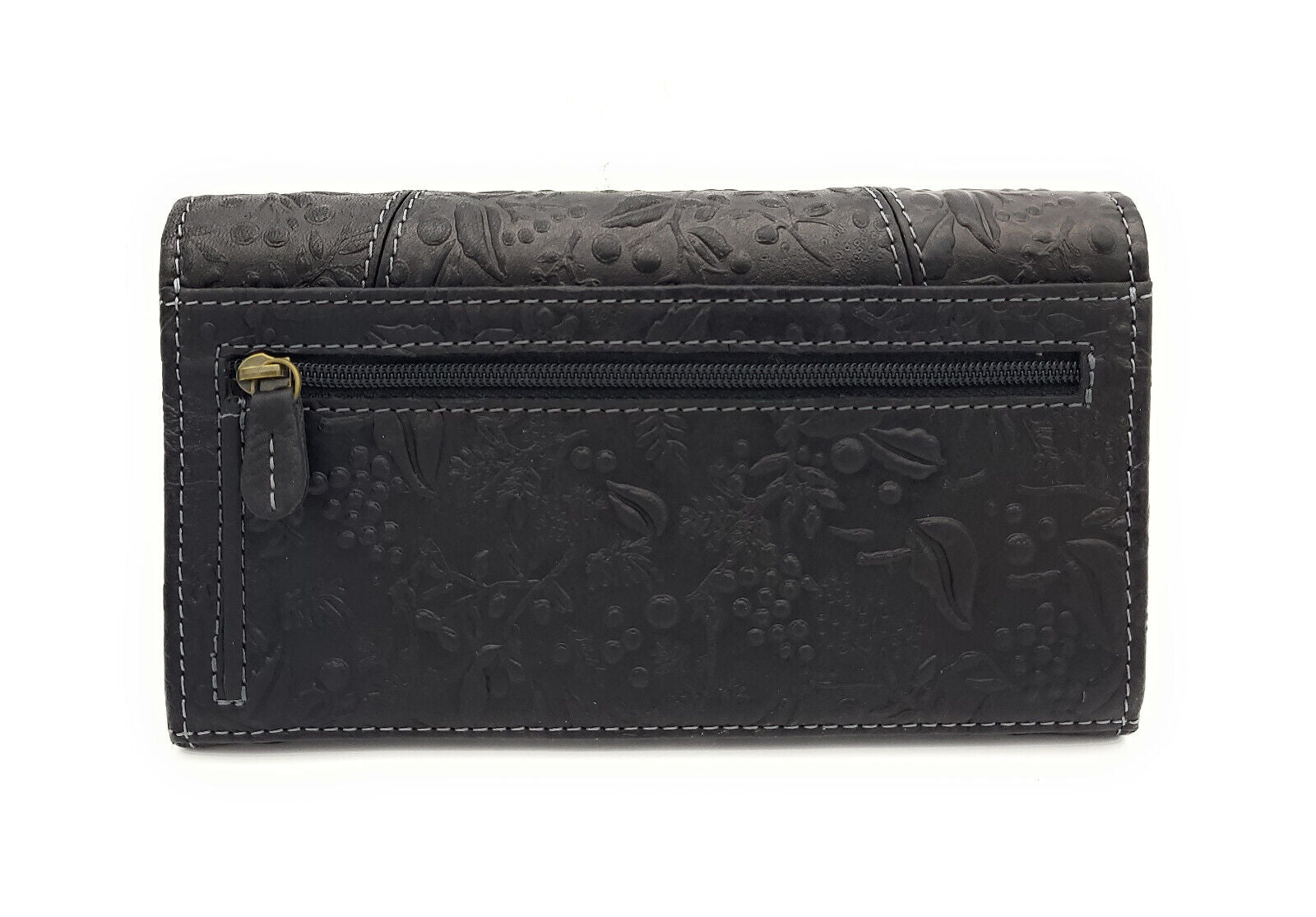 Hill Burry echt Leder Damen Geldbörse Portemonnaie floral mit RFID NFC Schutz schwarz