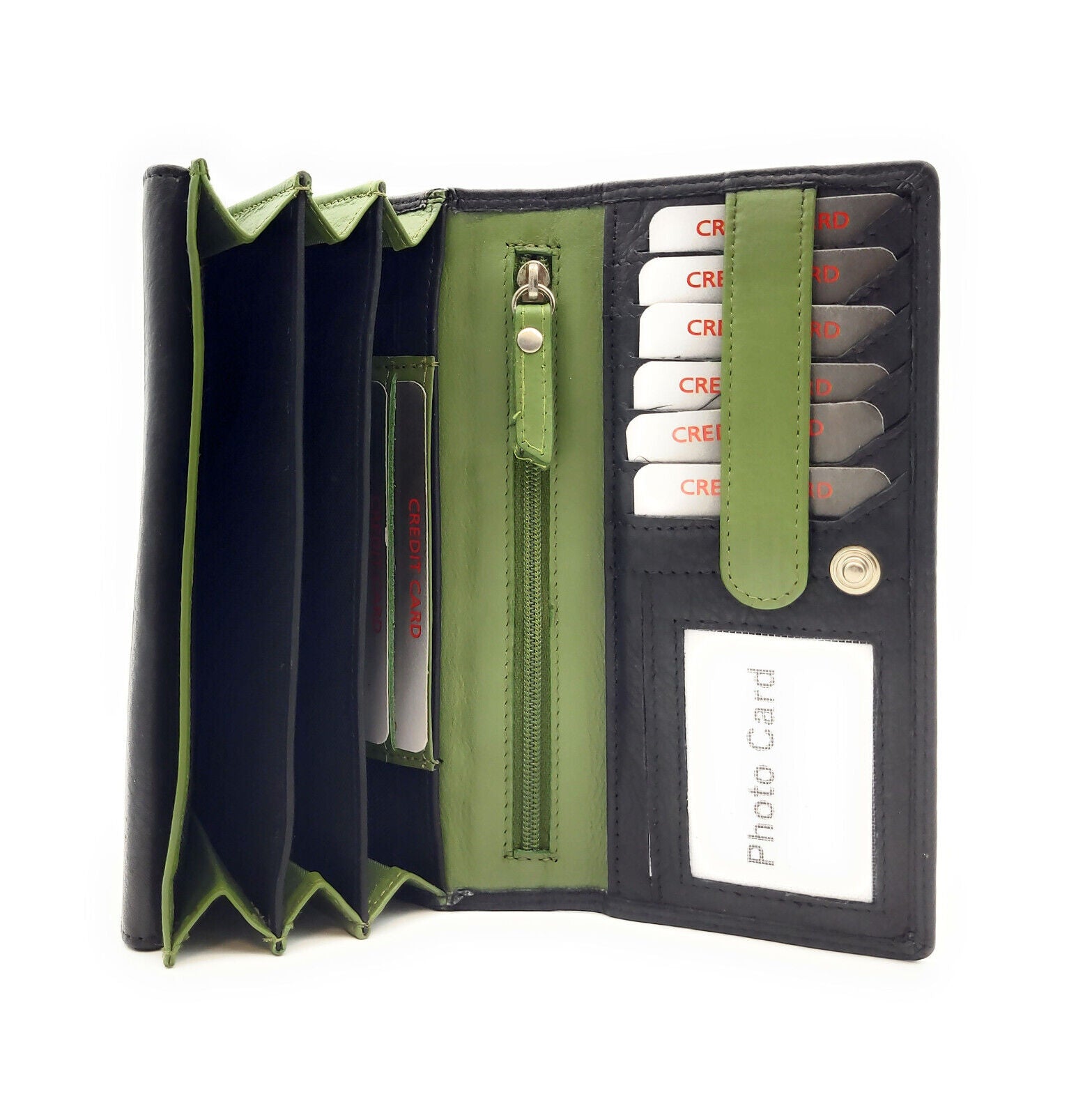 Jockey Club echt Leder Damen Geldbörse Portemonnaie mit RFID Schutz Flower grün