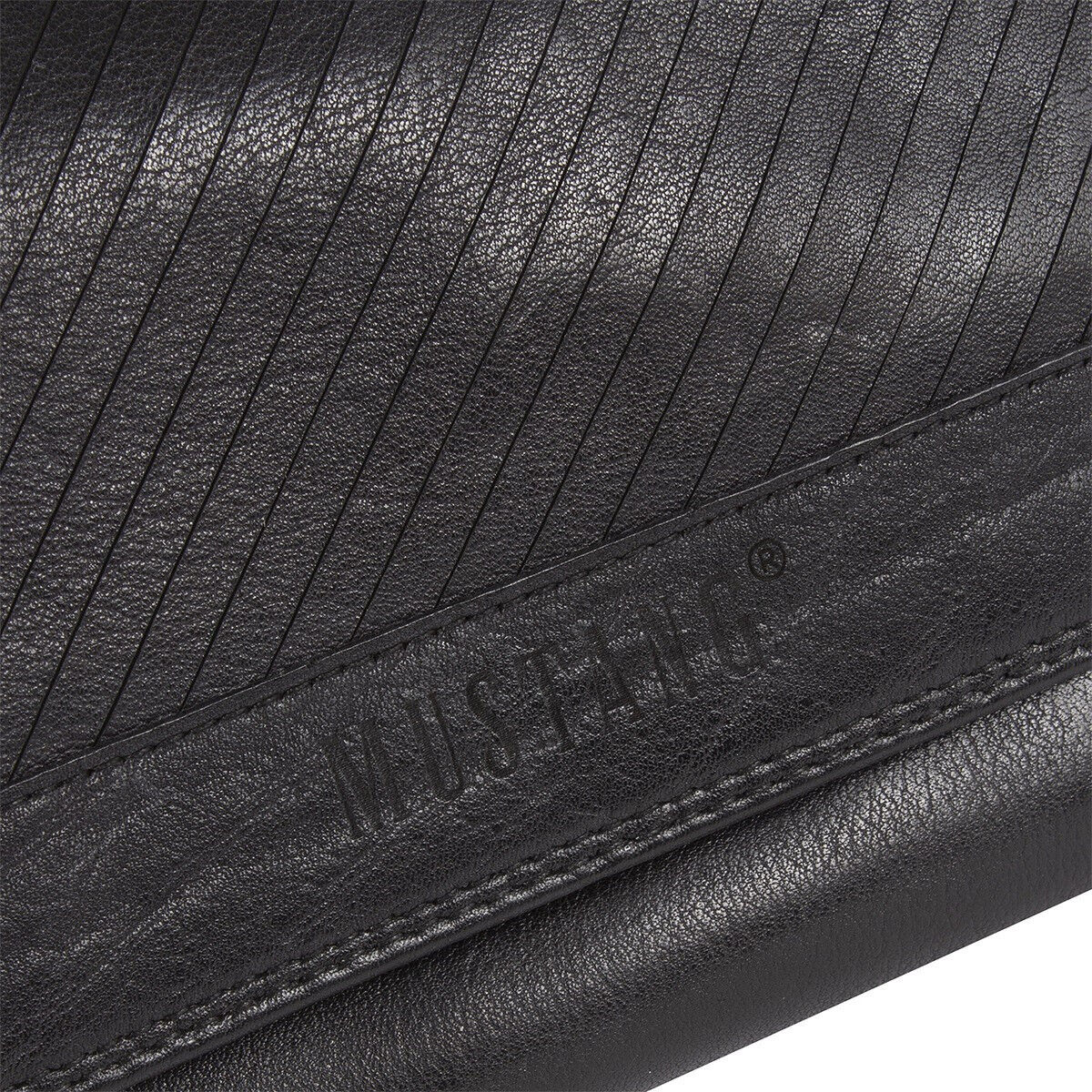 Mustang echt Leder Damen Geldbörse Portemonnaie Brasilia knautschig weich black