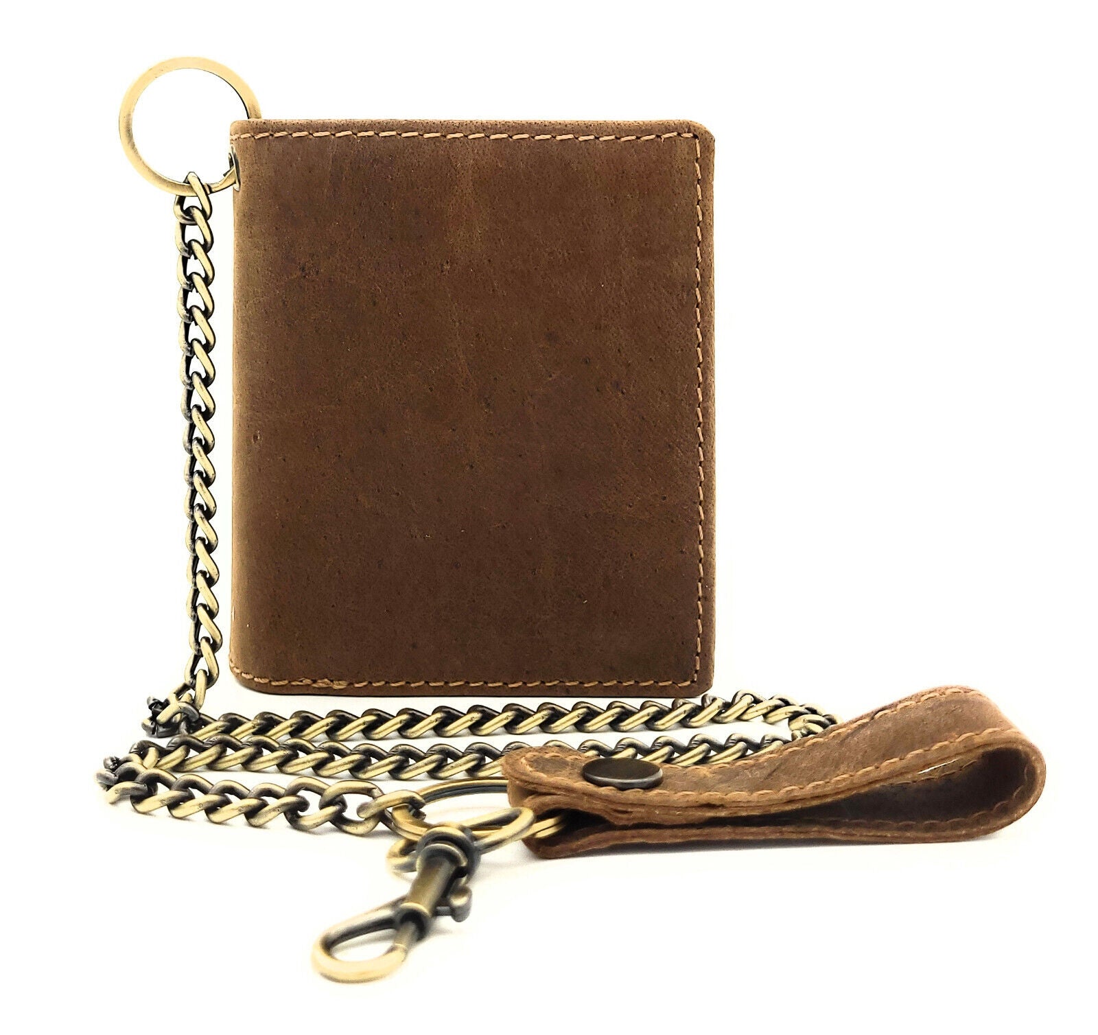 Jockey Club echt Leder Biker Geldbörse Portemonnaie mit Kette RFID Schutz cognac braun