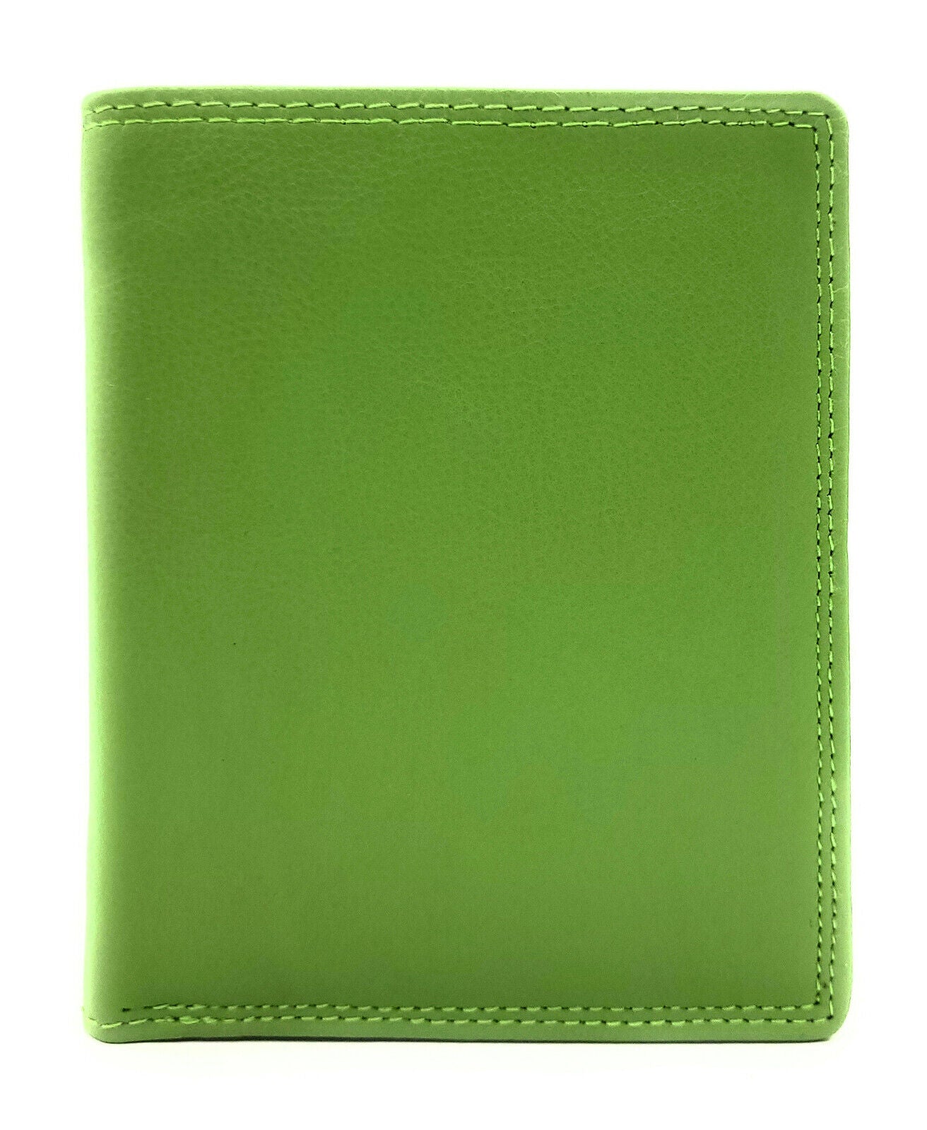 Lemasi Geldbörse Portemonnaie Geldbeutel aus weichem Rindleder 9 Kartenfächer Doppelnaht hellgrün