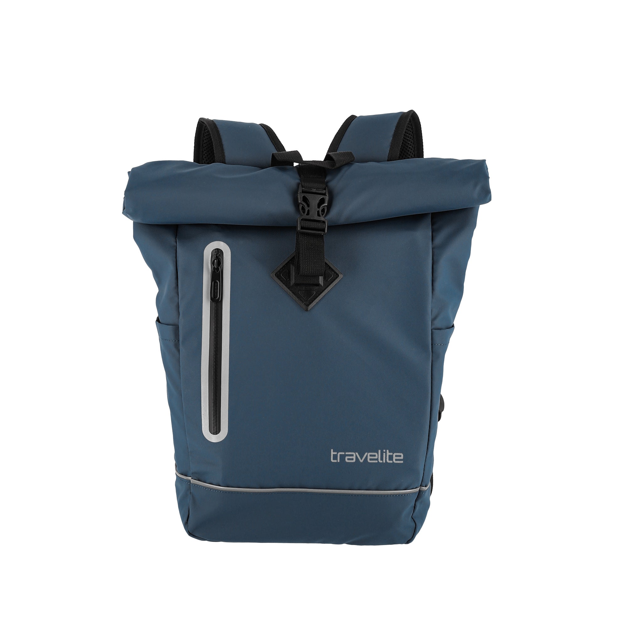 Travelite Rollup Fahrrad Rucksack Kurierrucksack Daypack aus wasserfester Plane mit Reflektoren navy blau