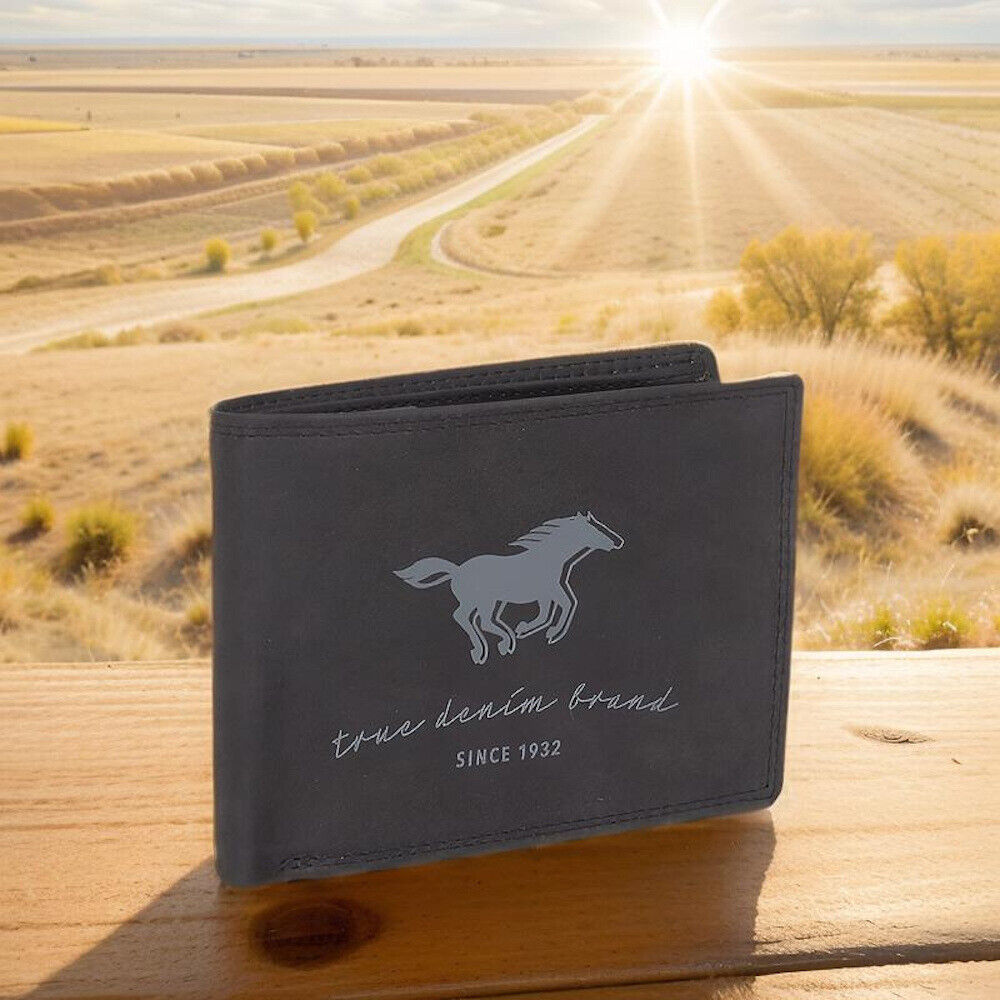 Mustang echt Leder Herren Geldbörse Portemonnaie mit RFID Schutz schwarz