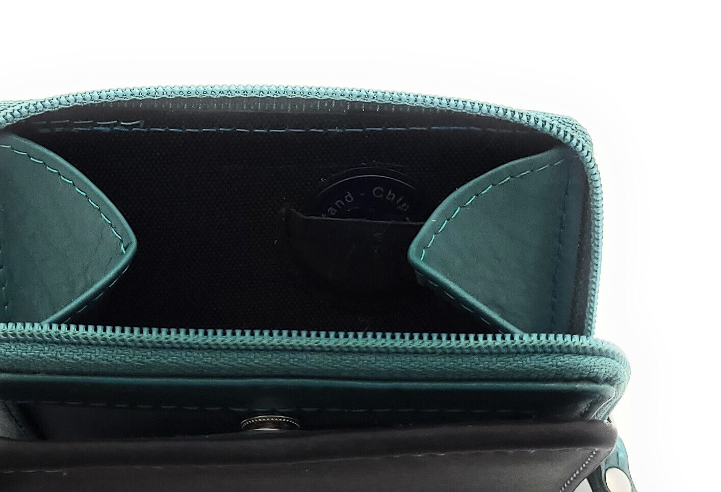 Jockey Club echt Leder Mini Geldbörse Portemonnaie mit RFID Schutz schwarz petrol