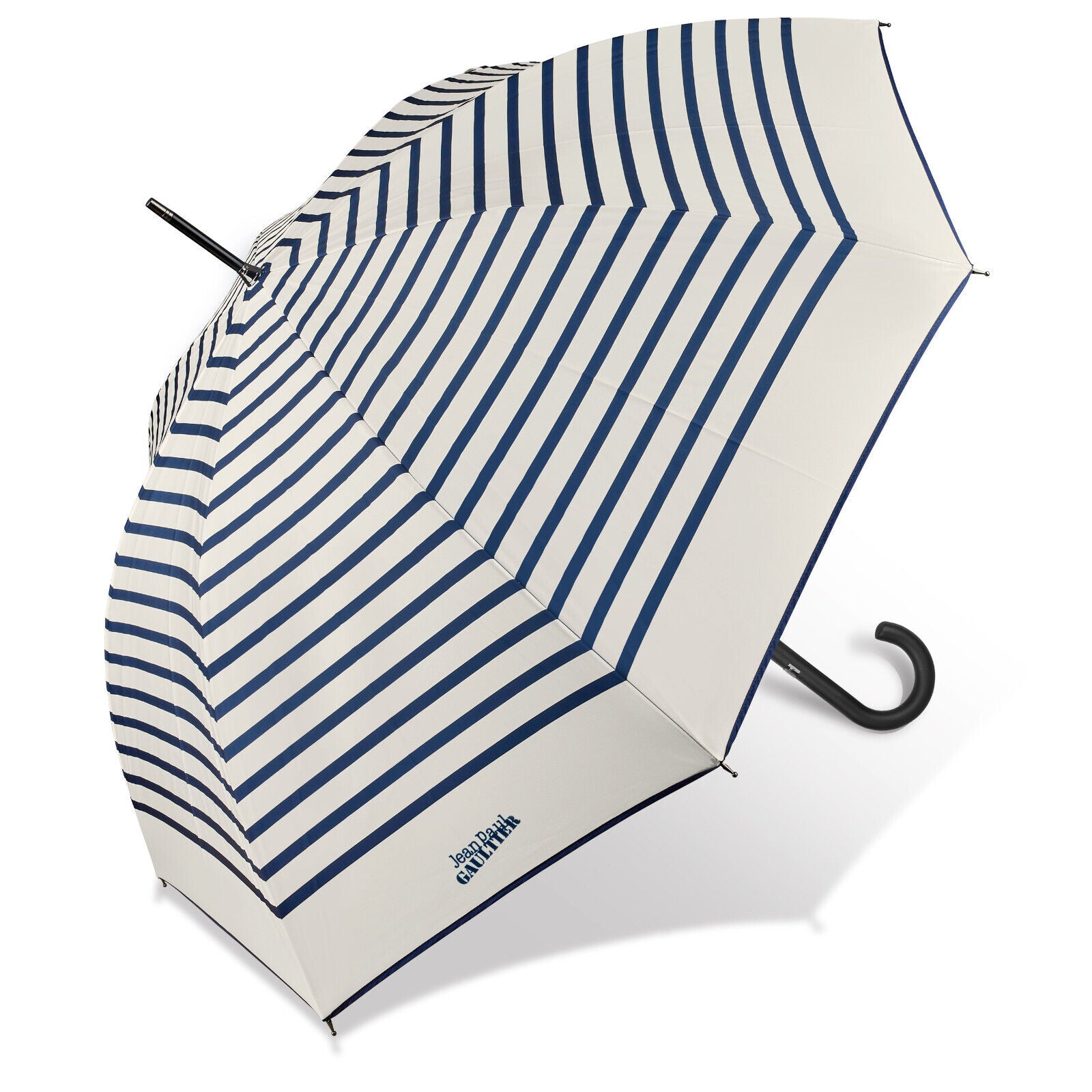 Jean Paul Gaultier Damen Automatik Regenschirm Stockschirm Streifen ivoire bleu