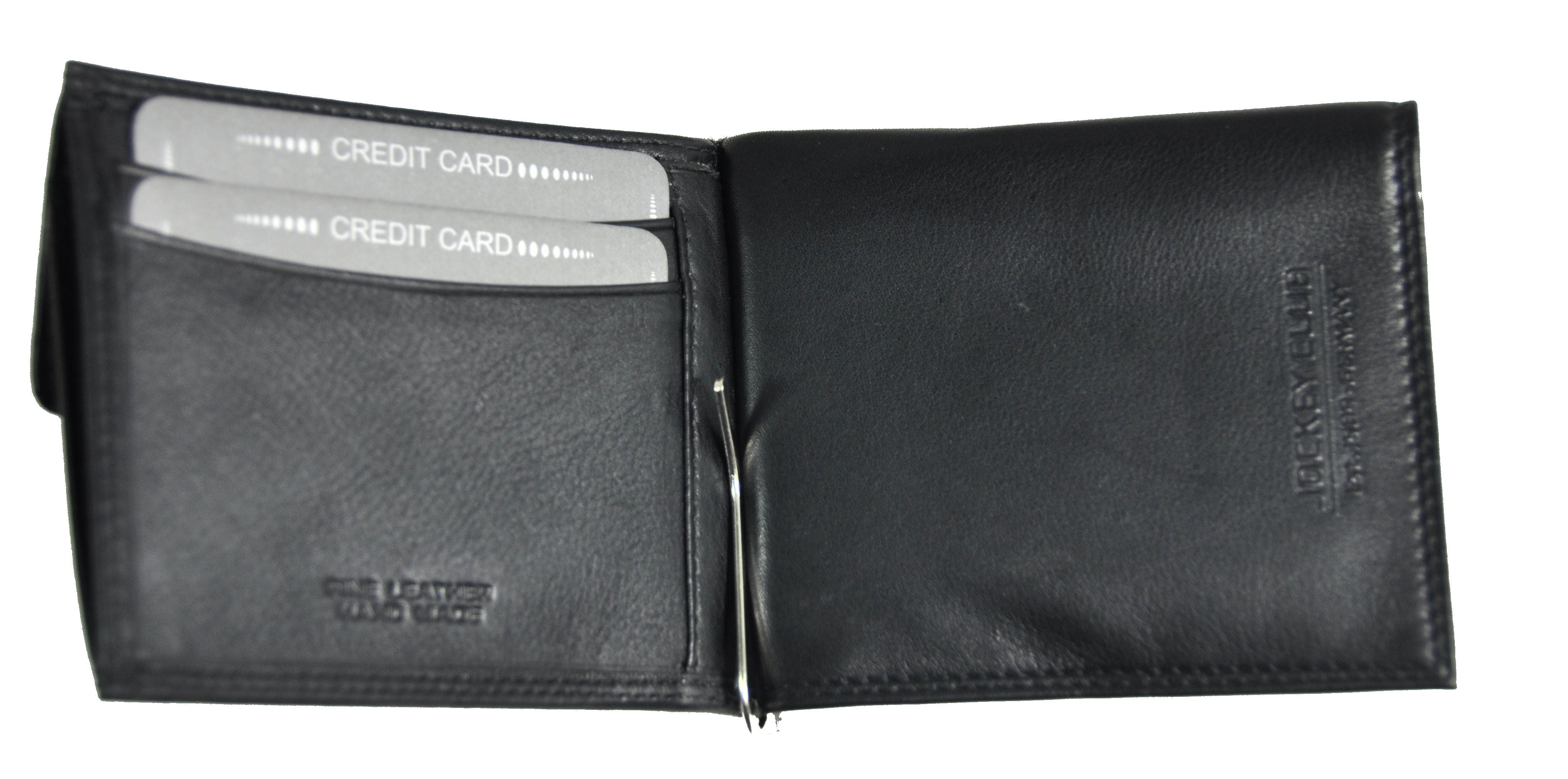 Jockey Club RFID Leder-Geldbörse mit Dollarclip & Münzfach - Geldklammer – Schwarz, echtes Nappaleder