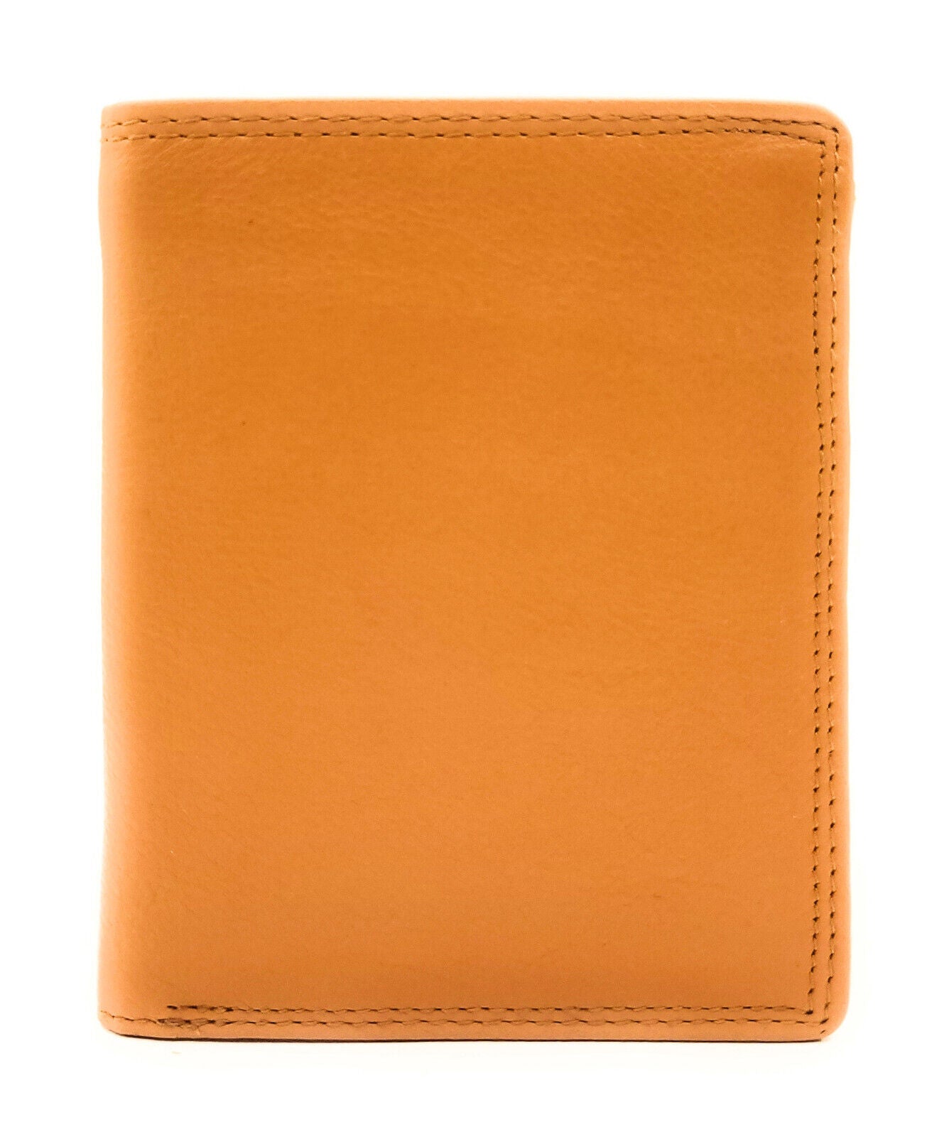 Lemasi Geldbörse Portemonnaie Geldbeutel aus weichem Rindleder 9 Kartenfächer Doppelnaht orange