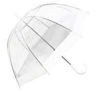 Happy Rain Regenschirm Stockschirm transparent durchsichtig weiß Hochzeit Glockenschirm