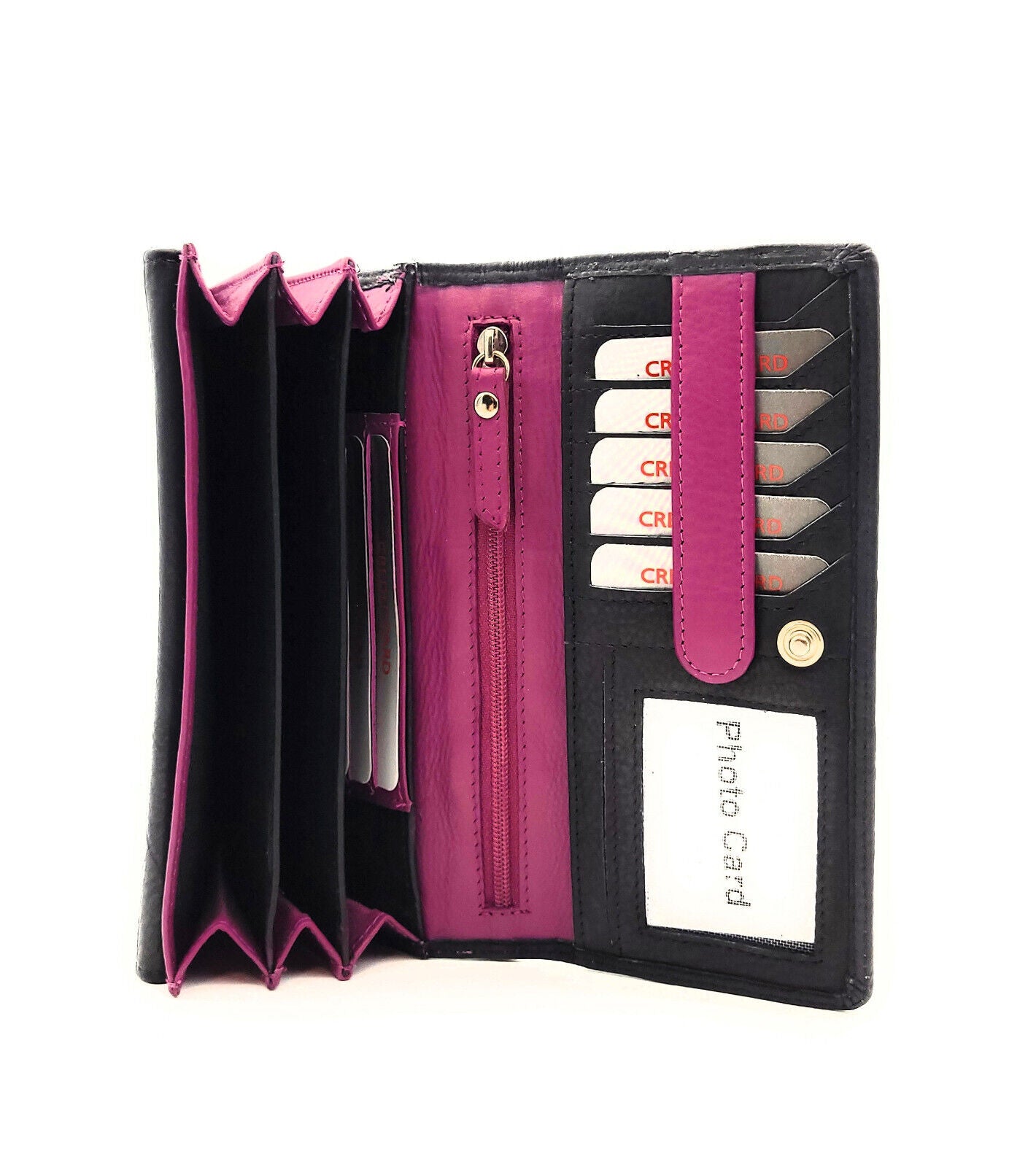 Jockey Club echt Leder Damen Geldbörse Portemonnaie mit RFID Schutz bicolor schwarz pink