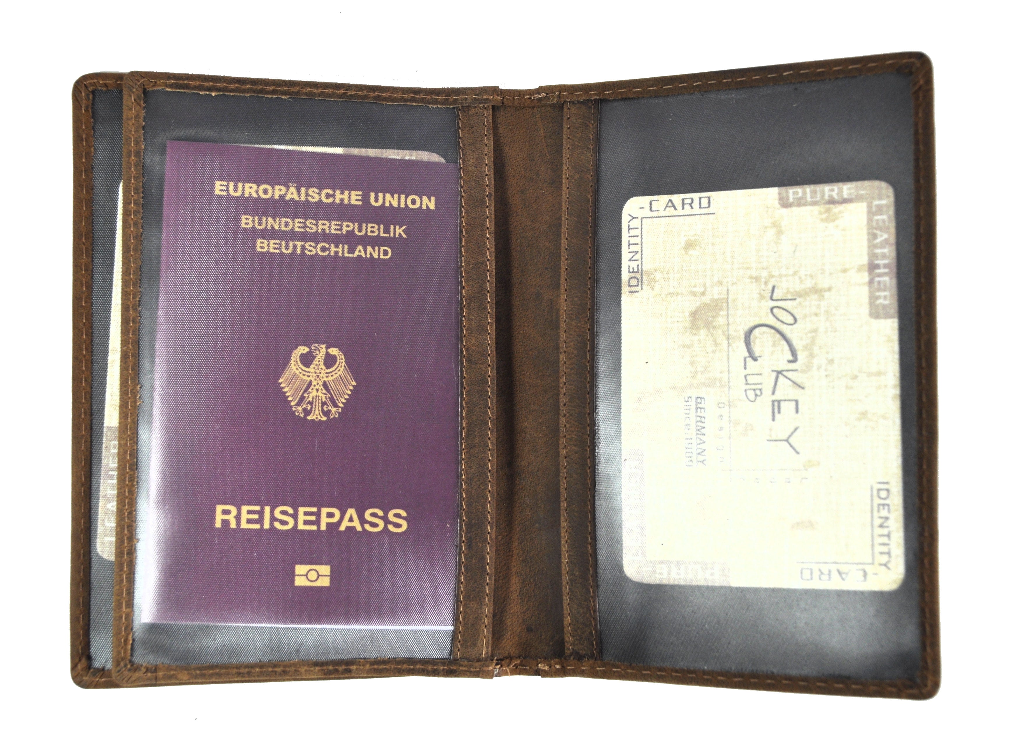 Jockey Club echt Leder Passhülle Etui Hülle Dokumenten Mappe Hunterleder Hirsch