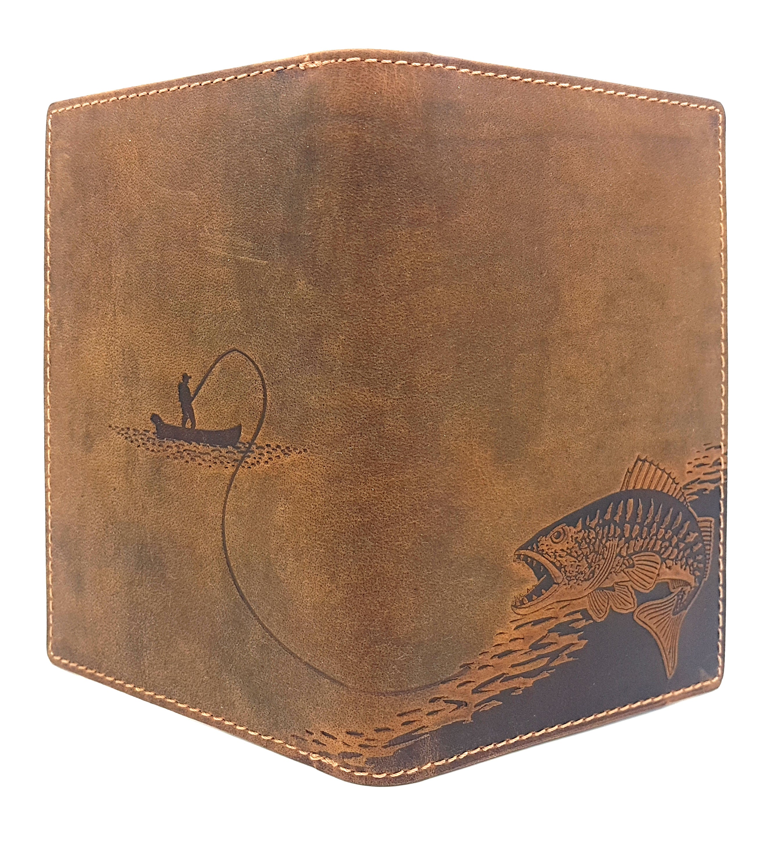 Jockey Club echt Leder Passhülle Etui Mappe für Jagdschein Angelschein Impfausweis Zander