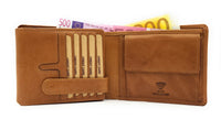 Hill Burry echt Leder Geldbörse Portemonnaie mit 18 Kartenfächern und RFID Schutz cognac braun