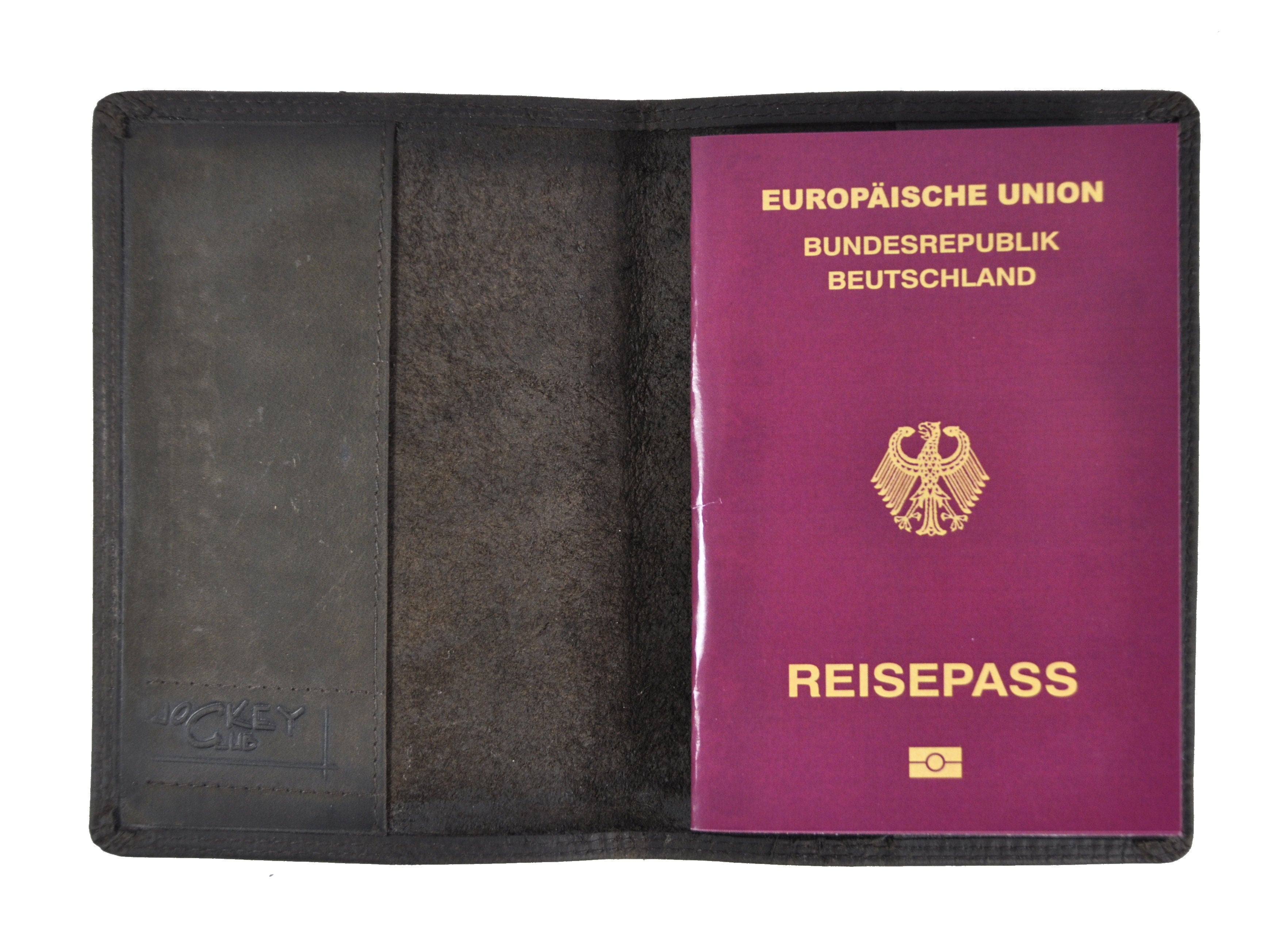 Jockey Club echt Leder Passhülle Etui Reisepass Hülle Hunterleder dunkelbraun